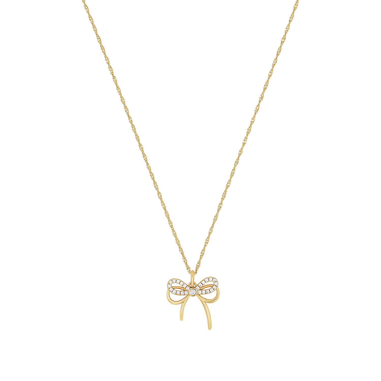Amor Amor Kette mit Anhänger Schmuck Geschenk, Schleife, mit Zirkonia (synth)