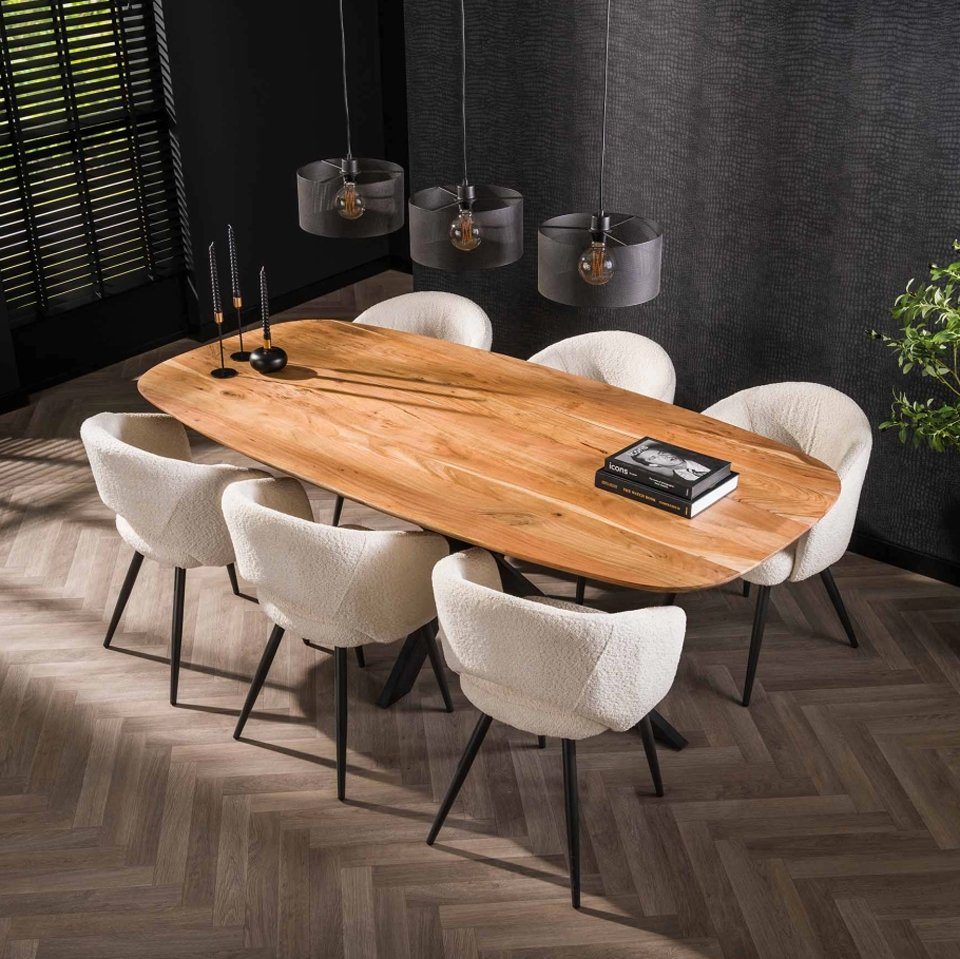 LEVEN Lifestyle Esstisch Esszimmertisch ESCANDI oval Akazie massiv 215 cm, günstig online kaufen