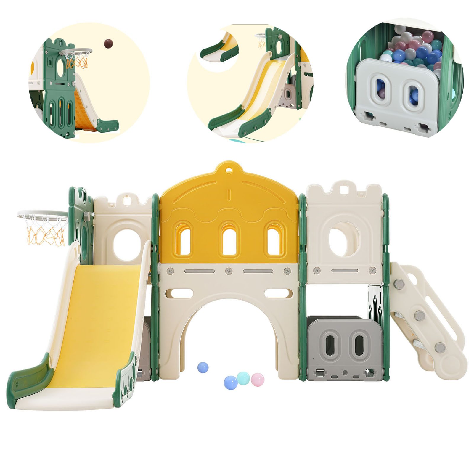 Indoor-Rutsche 6 in 1 Kinderrutsche für ab 3-8 Jahr,Gartenrutsche