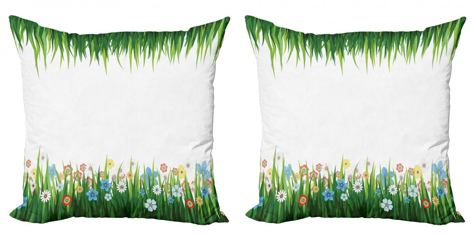 Kissenbezüge Modern Accent Doppelseitiger Digitaldruck, Abakuhaus (2 Stück), Green Flower Gras und Blumen | Kissenbezüge
