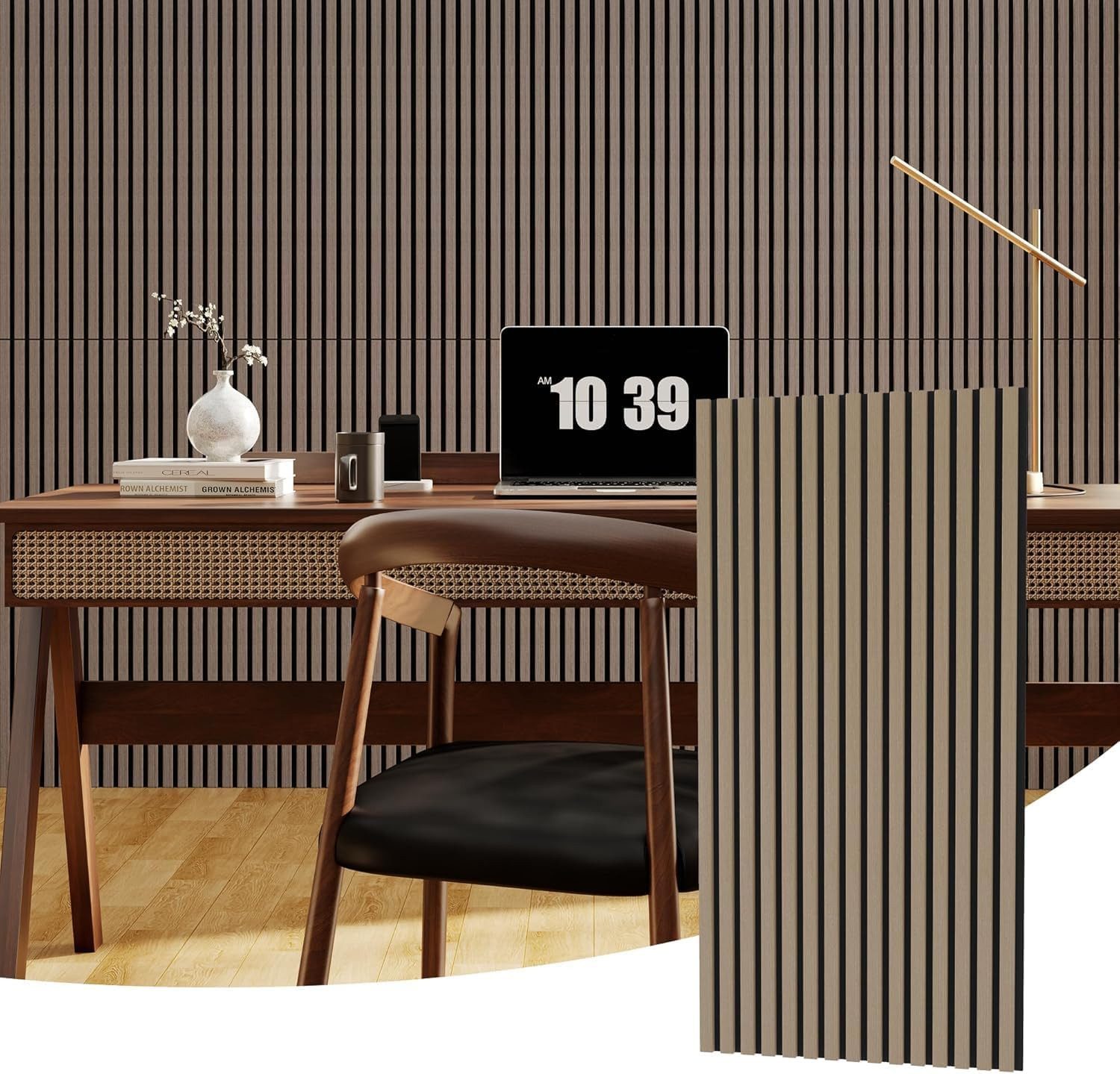 GarveeMore Wandpaneel 2st Akustik Holzlatten,Schallabsorbierend,schallisolierend,dekoratives, Moderne Schalldämmung für Innenräume, einfache Montage,120x30cm