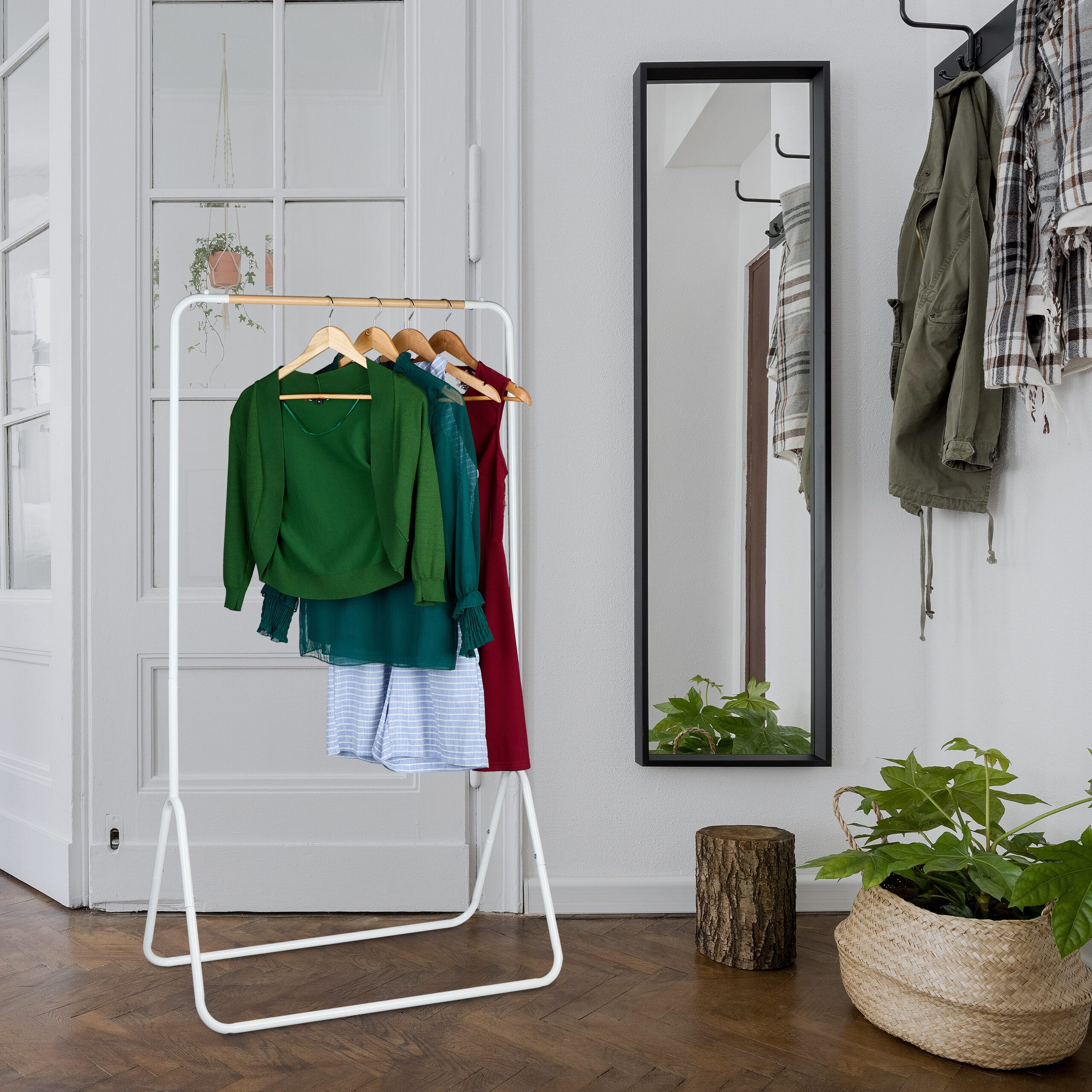 relaxdays Kleiderständer Weißer Kleiderständer aus Metall günstig online kaufen