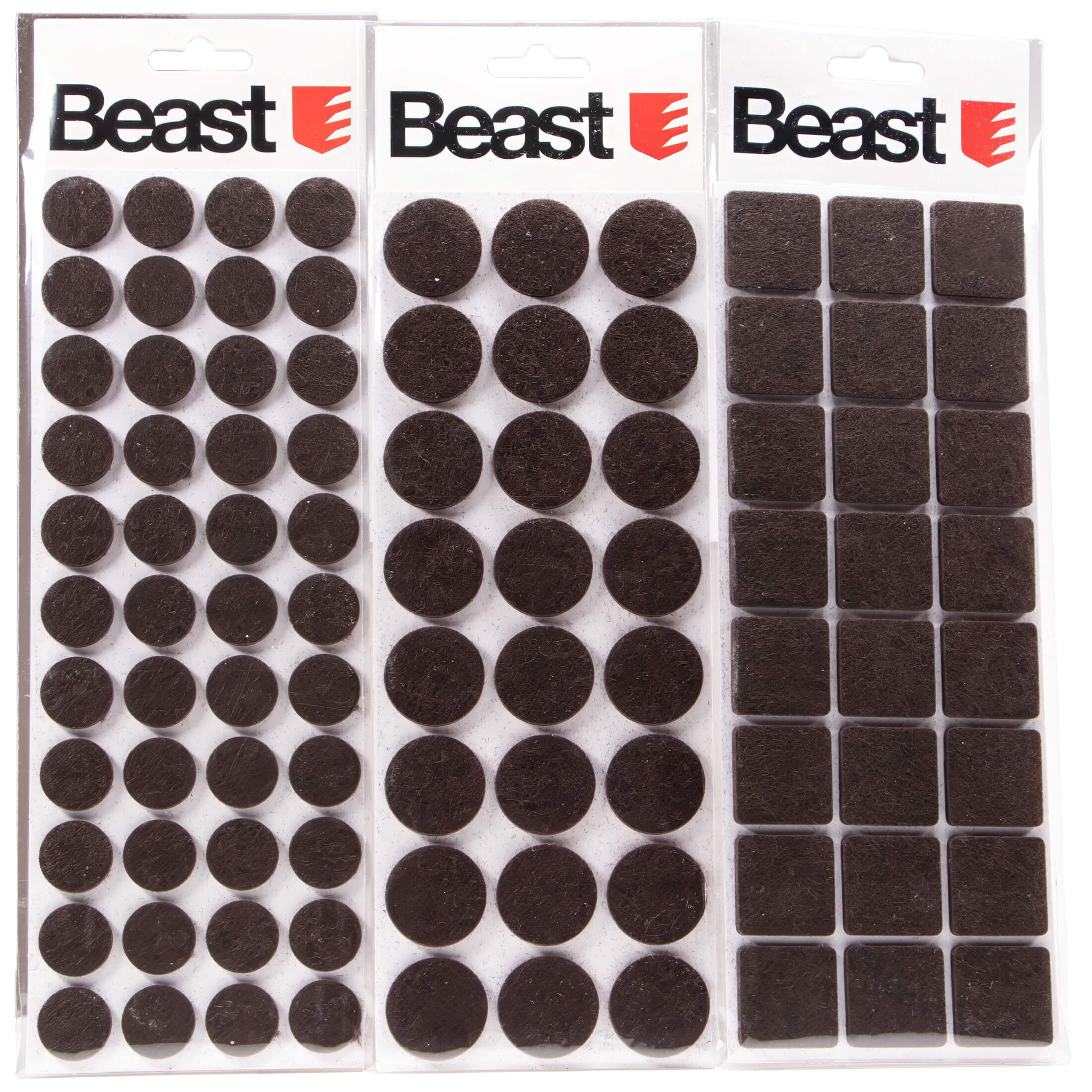 Beast Möbelfuß 92 selbstklebende Filzgleiter rund, eckig, schwarz Möbelgleiter Set, (92-St), selbstklebend