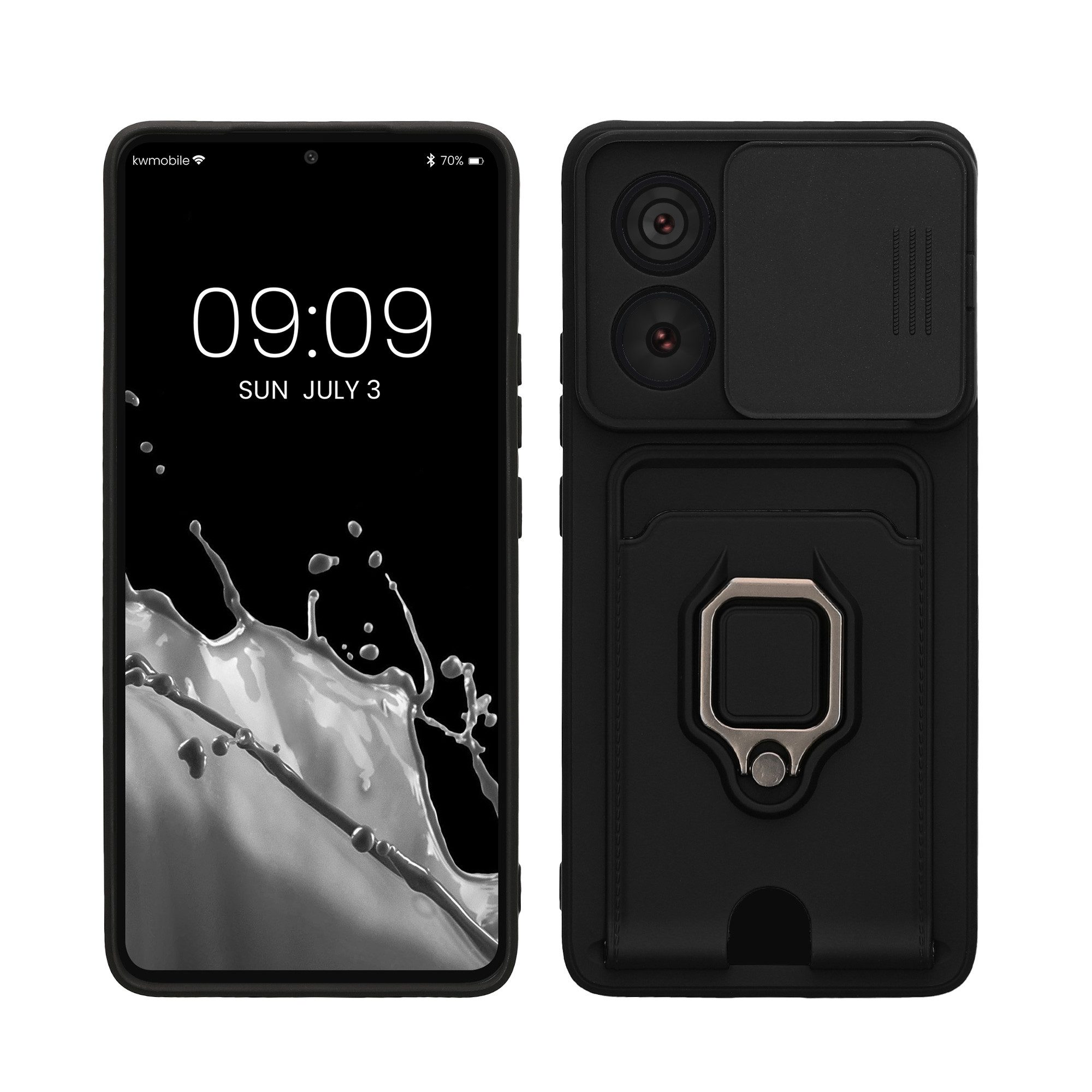kwmobile Smartphone-Hülle Handyhülle für Xiaomi 14T Pro, Softcase mit Kameraschutz - Kartenfach - Schwarz