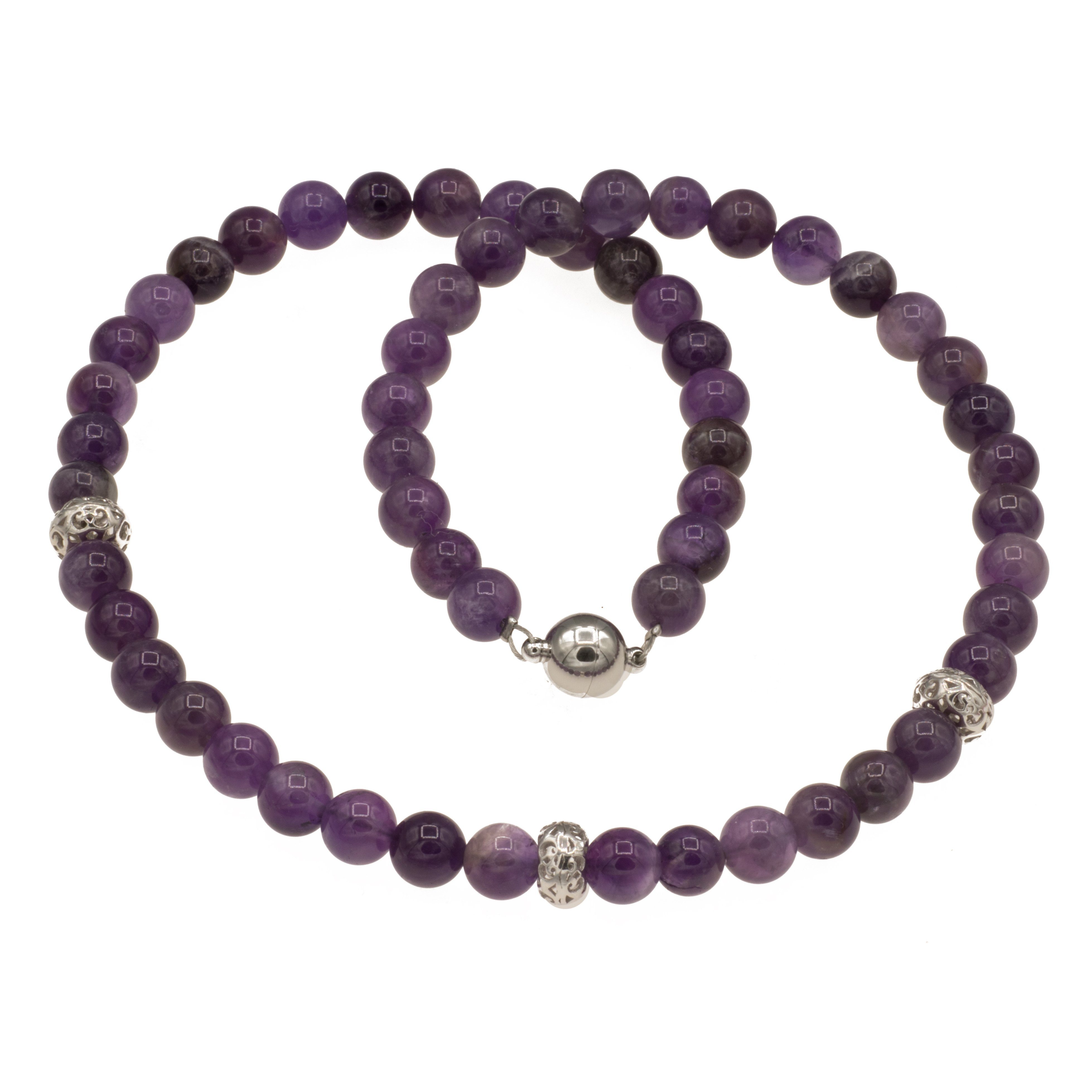 Perlenkette Kette mit Amethyst Perlen und günstig online kaufen