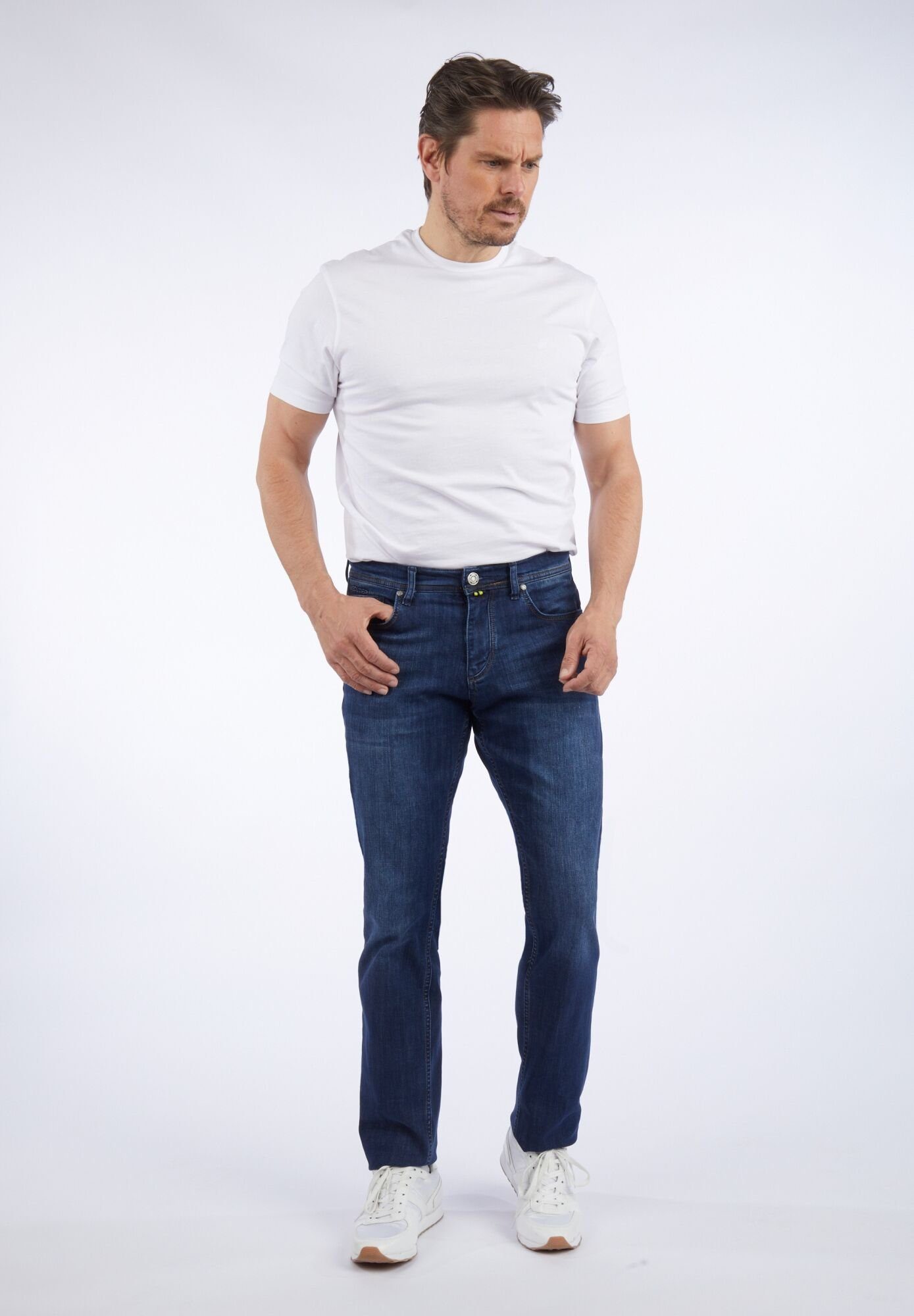 HECHTER PARIS Straight-Jeans im Stone-Washed-Look navy