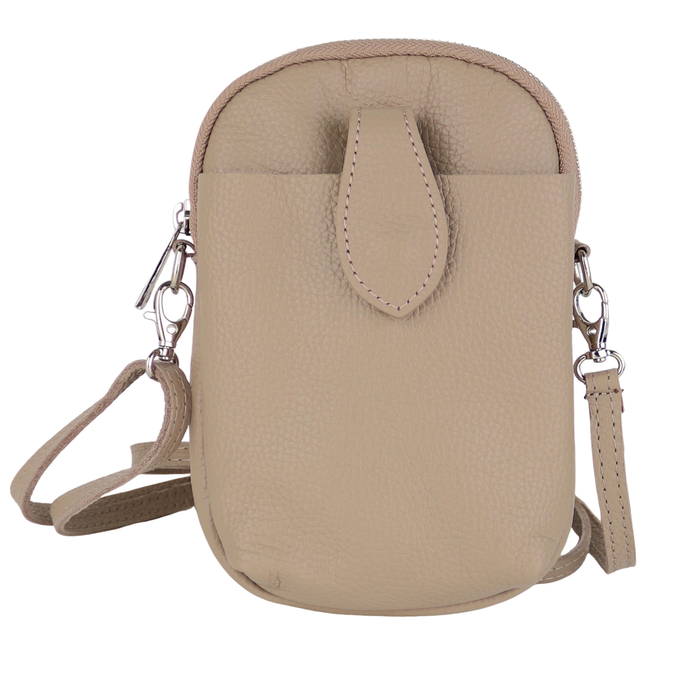 MIRROSI Handytasche Damen Kleine Umhängetasche aus Echtleder Made in Itlay (ca. 14x21x3cm), Mini Handytasche zum Umhängen, Handy Tasche