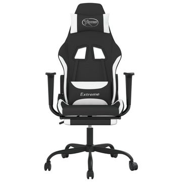 vidaXL Bürostuhl Gaming-Stuhl mit Fußstütze Schwarz und Weiß Stoff