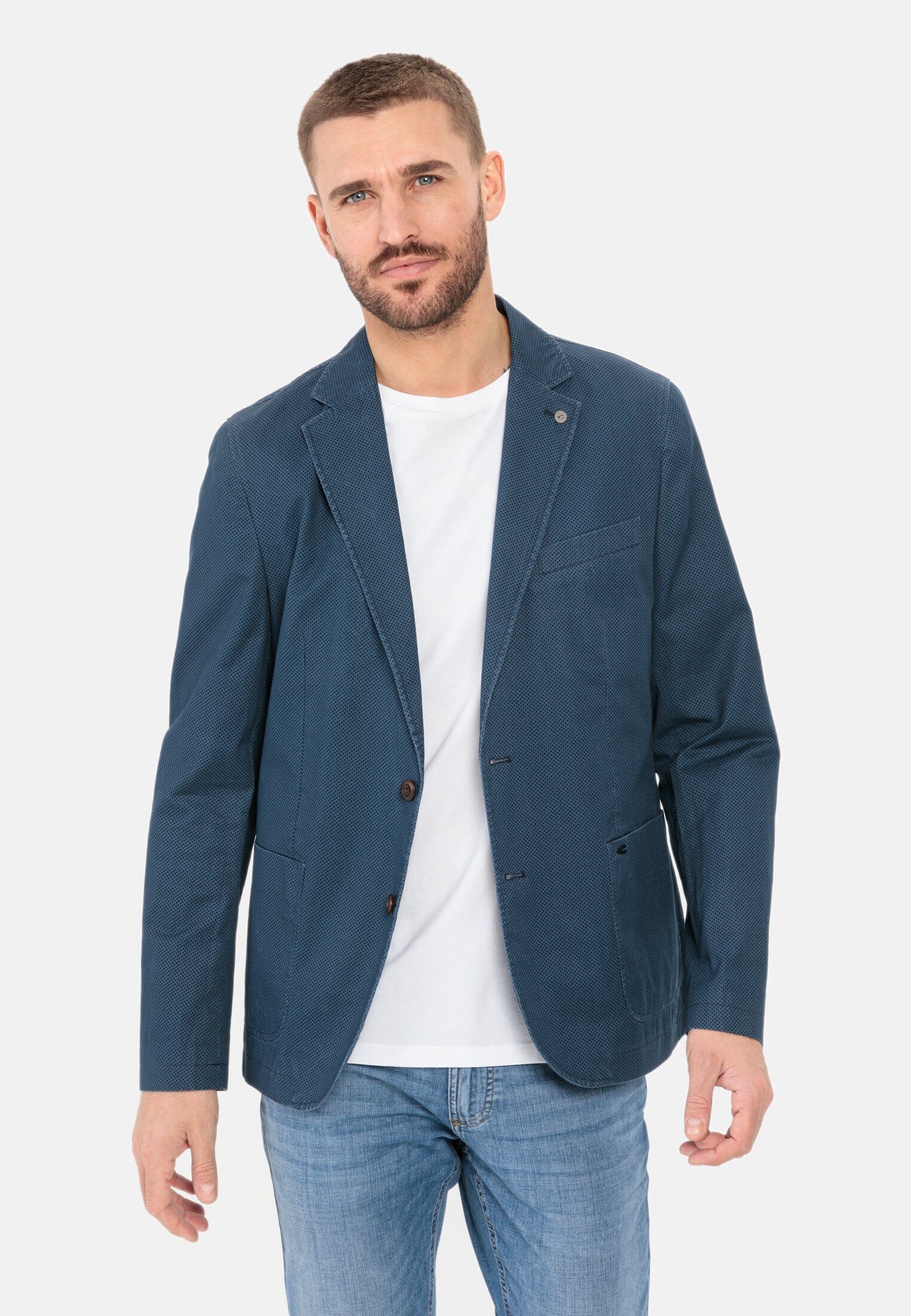 camel active Baumwollsakko aus Baumwolle Langarm Reverskragen Sakko_Casual Sakko