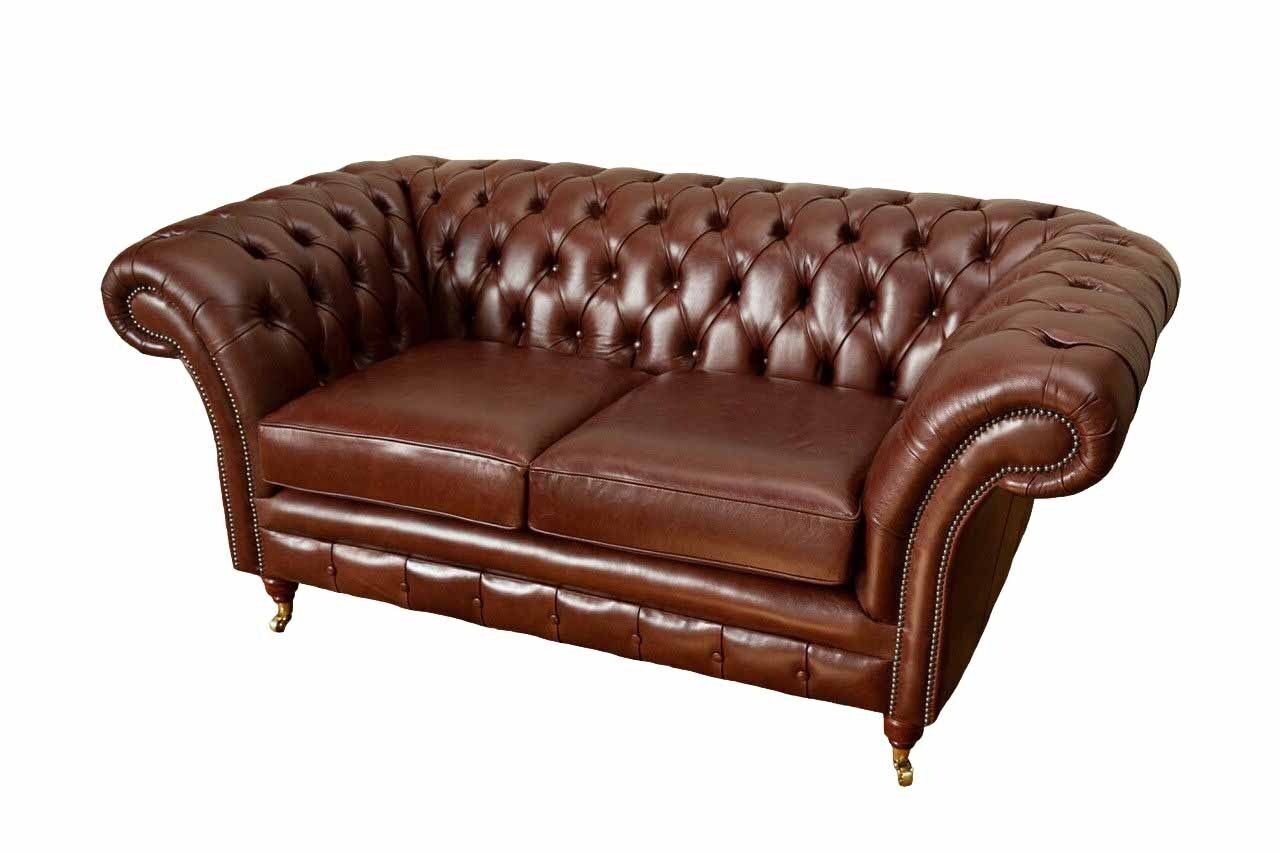 Polster Europe Zweisitzer Neu, In Couchen JVmoebel Braune Sofa Leder Made Sofas Couch Chesterfield