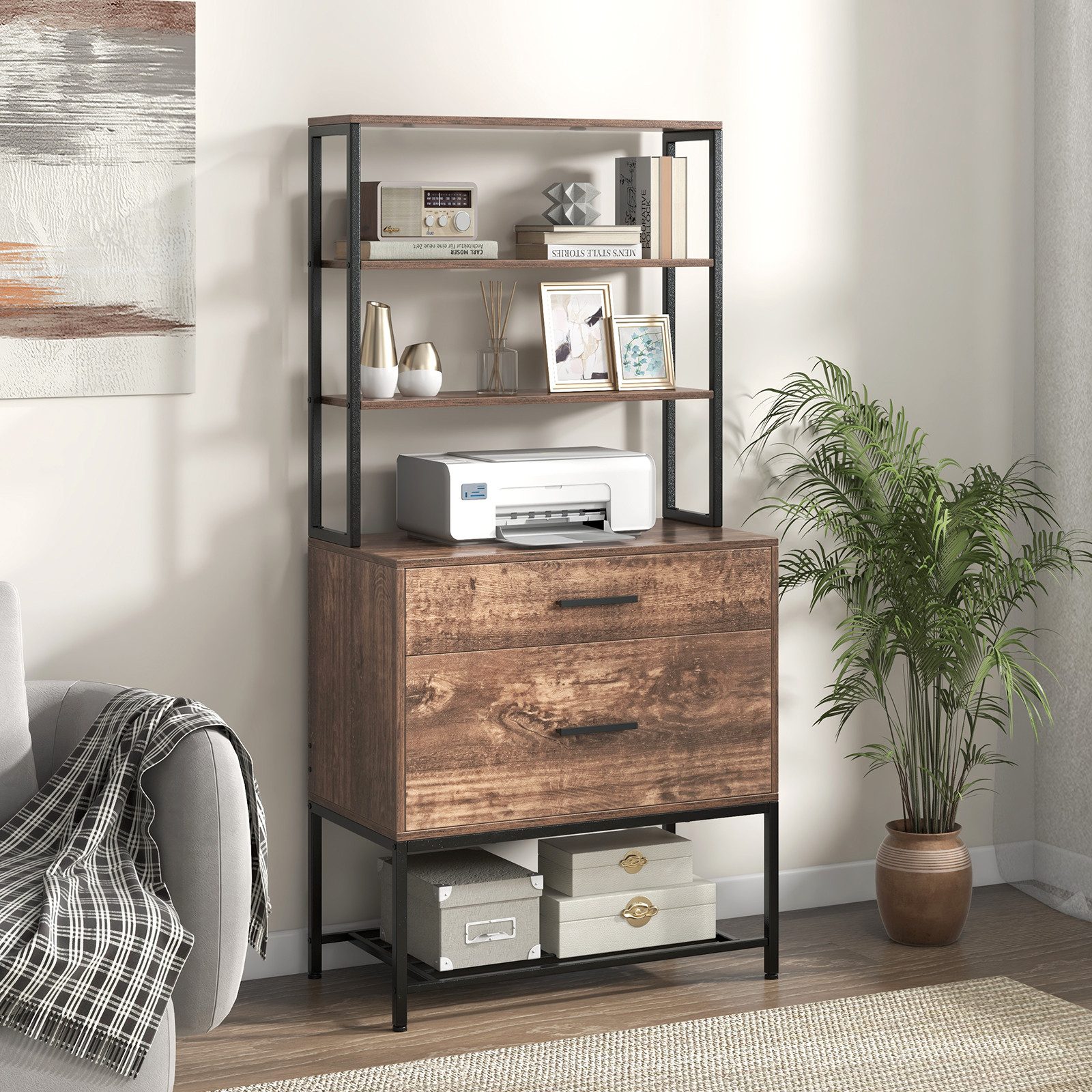 COSTWAY Aktenschrank Büroschrank, 3 offene Regale, günstig online kaufen