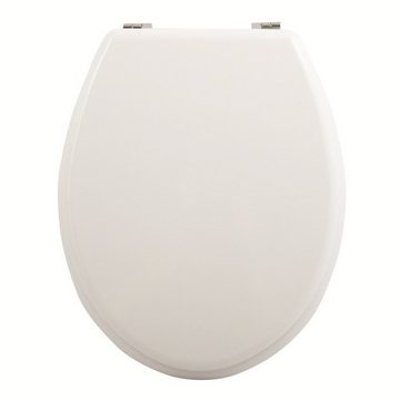 MSV WC-Sitz PREMIUM, Toilettendeckel MDF Holzkern, Scharniere Zink, hochwertige und solide Qualität, Klassiker, ovale Form, für alle Standard WCs geeignet, Farbe weiß