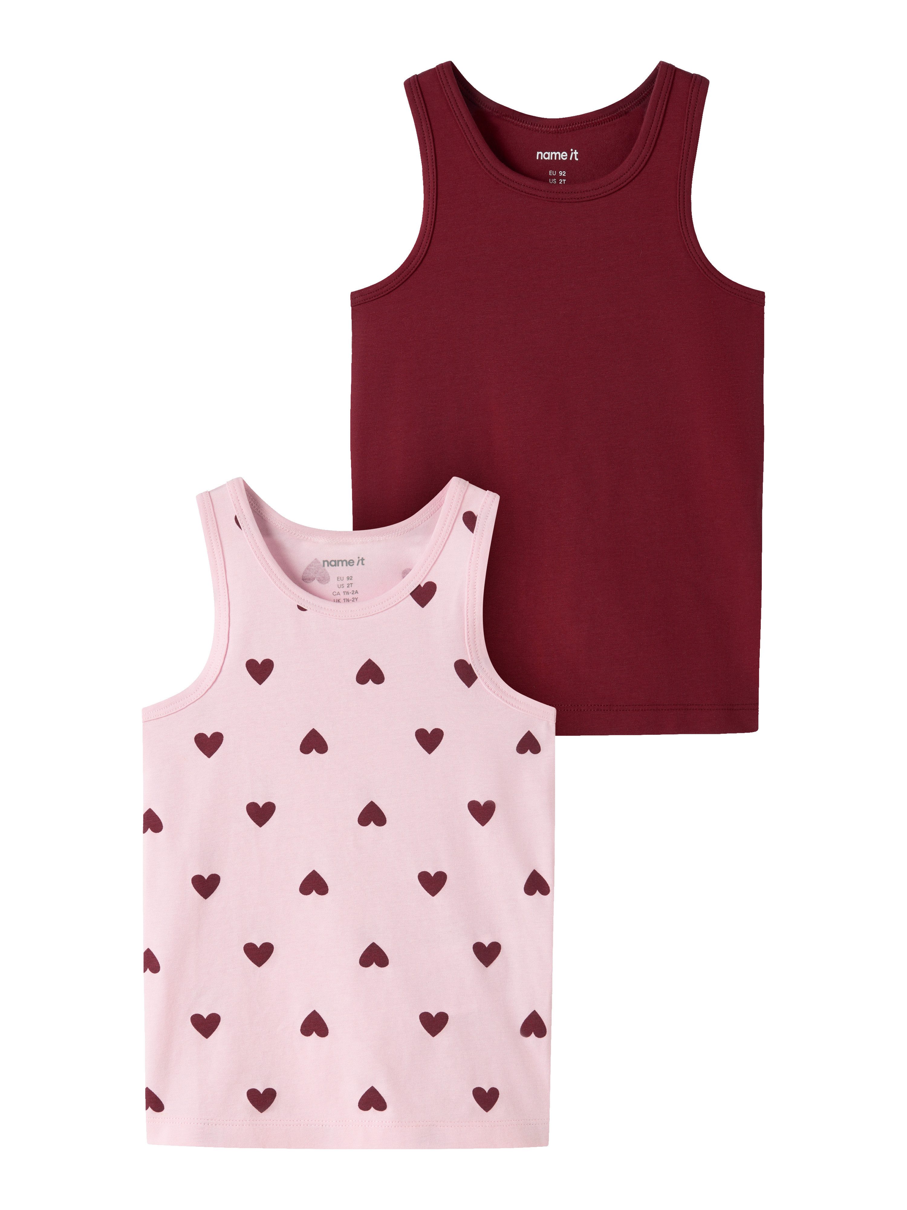Name It Unterhemd NMFTANK TOP 2P CUTIE HEART NOOS (Packung, 2-St) Baumwollmischung, uni und bedruckt im Set