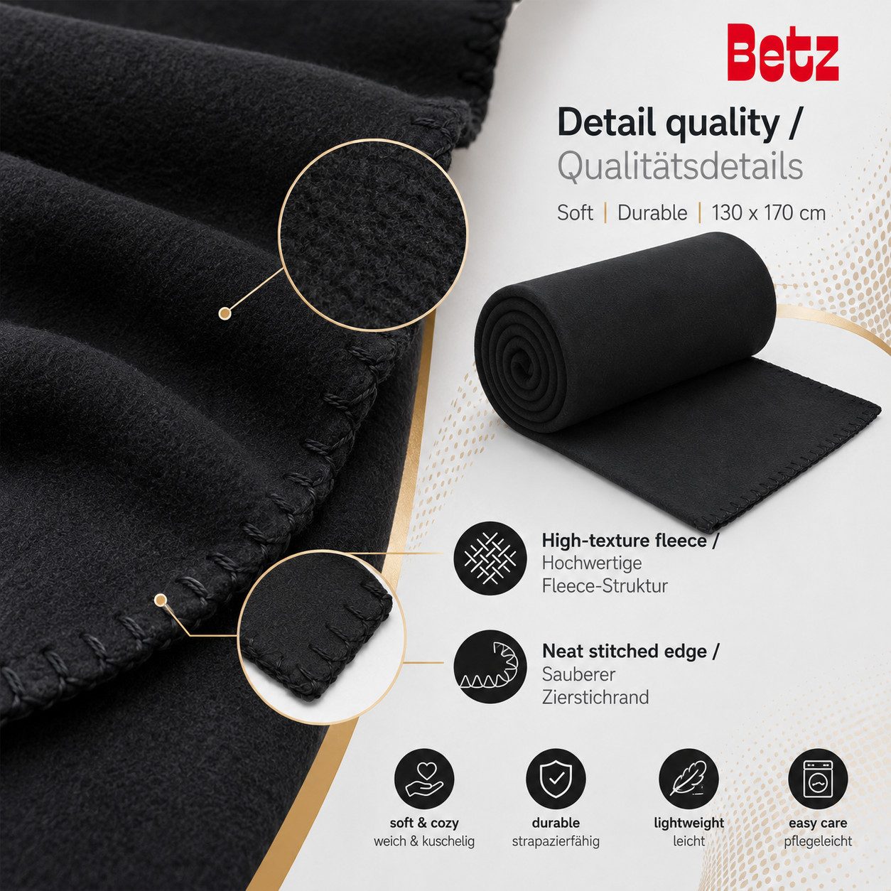 Wohndecke Betz Fleecedecke 130x170 cm 180g/m² – Weiche Wohndecke & Kuscheldecke, Betz, Leicht, wärmend & pflegeleicht – Bild 4 von 5
