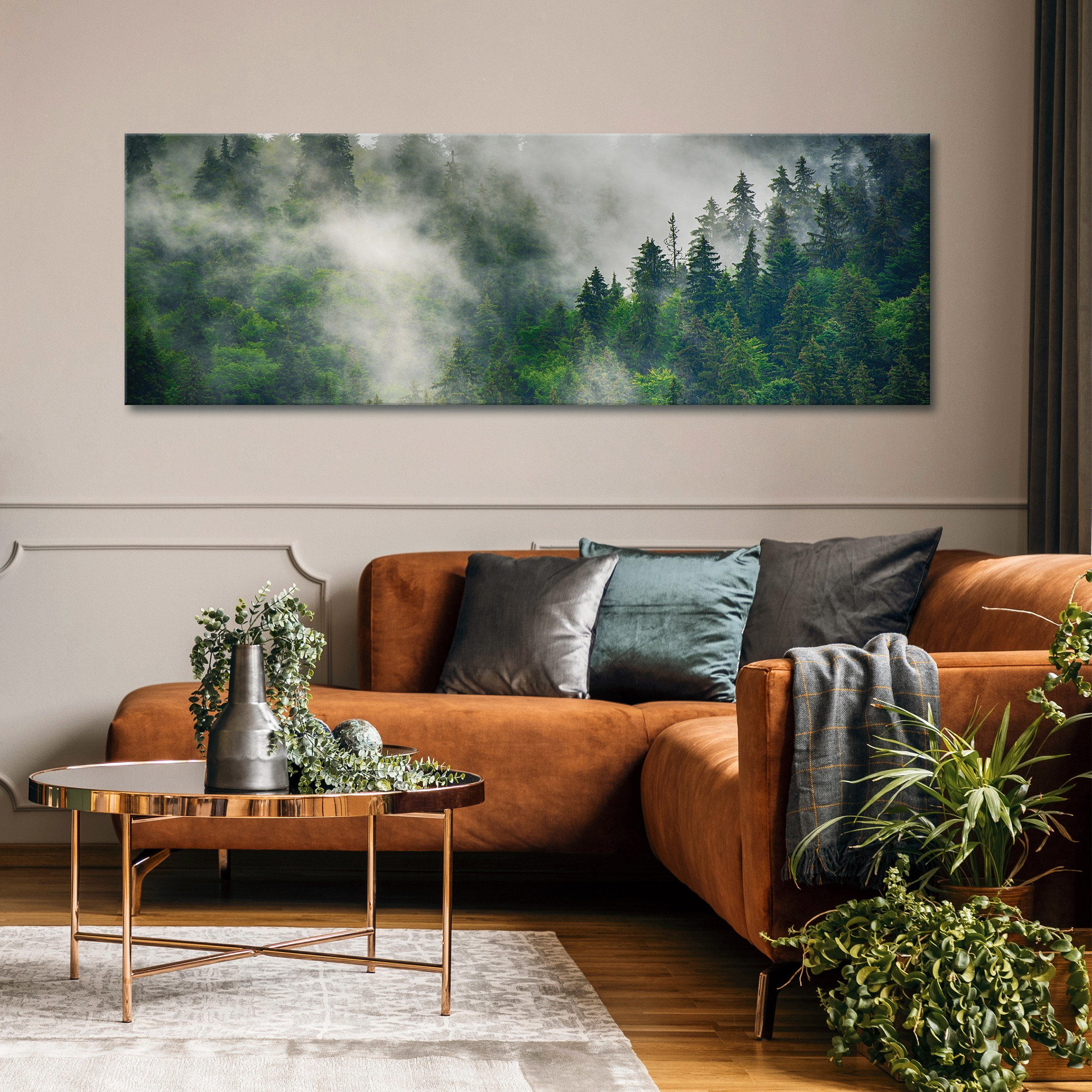 Wallarena Leinwandbild Wald im Nebel Landschaft günstig online kaufen