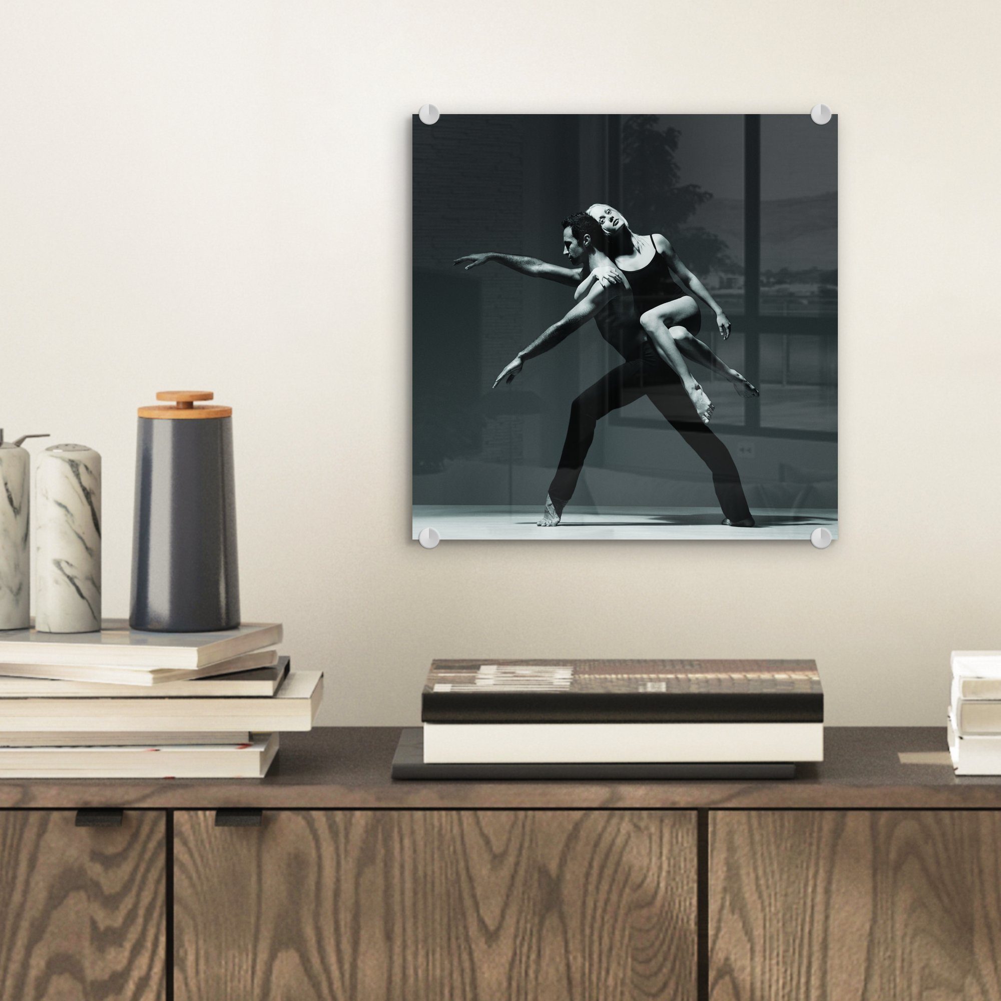 auf Wanddekoration auf - - zwei MuchoWow - Acrylglasbild von Foto Ballett-Tänzern, (1 Wandbild Schwarz-Weiß-Bild Bilder Glas Glasbilder Glas St),