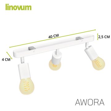 linovum LED Aufbaustrahler AWORA schlichte Deckenlampe 3 flammig weiss mit LEDs dimmbar, Leuchtmittel inklusive