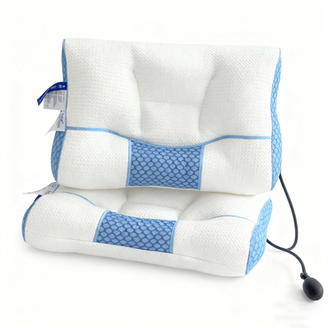 Kityhome Kopfkissen Weiches aufblasbares Nackenkissen ergonomische Stütze, Hals mit Airbag, Höheneinstellbar