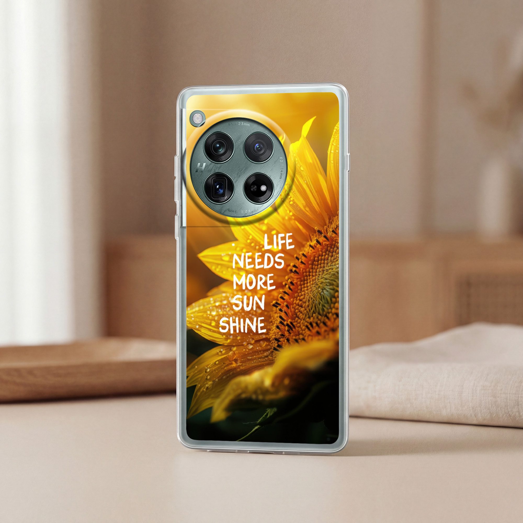 MuchoWow Handyhülle für OnePlus 12 Sonnenblume - Nahaufnahme - Gelb - Zitat, Handy Case, Silikon, Bumper Case Dünn