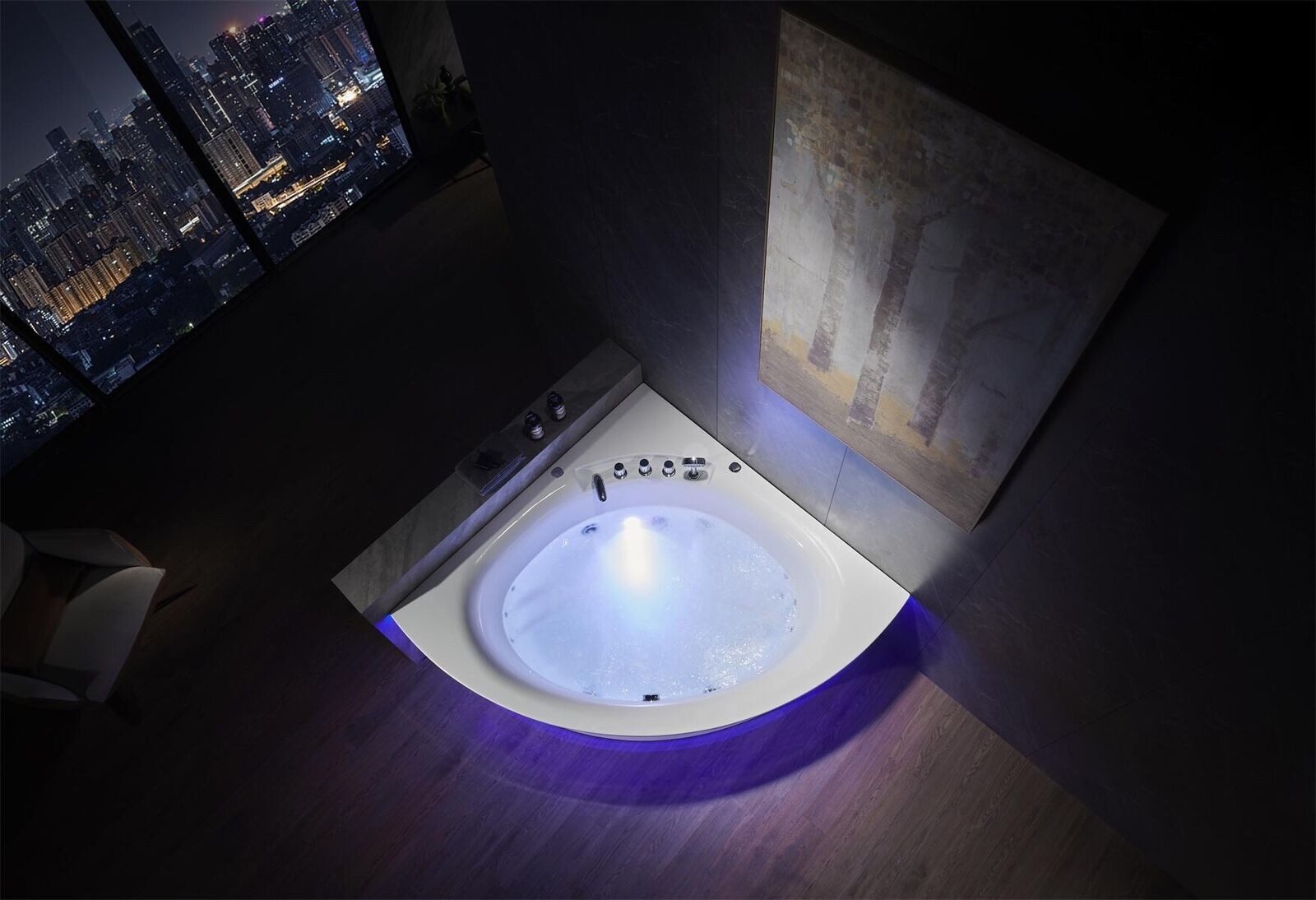 JVmoebel Whirlpool-Badewanne Eckwanne Badewanne Eckbadewanne Whirlpool Ergonomisch Wasserfall LED, (1-tlg), Made in Europa