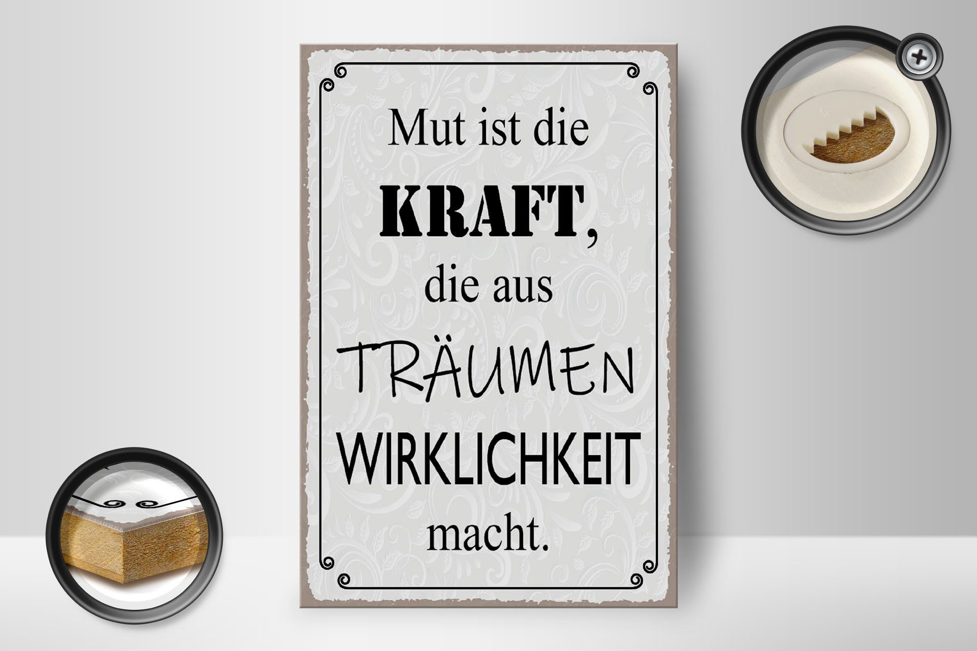 Femer GmbH Holzbild Spruch 12x18cm Mut günstig online kaufen