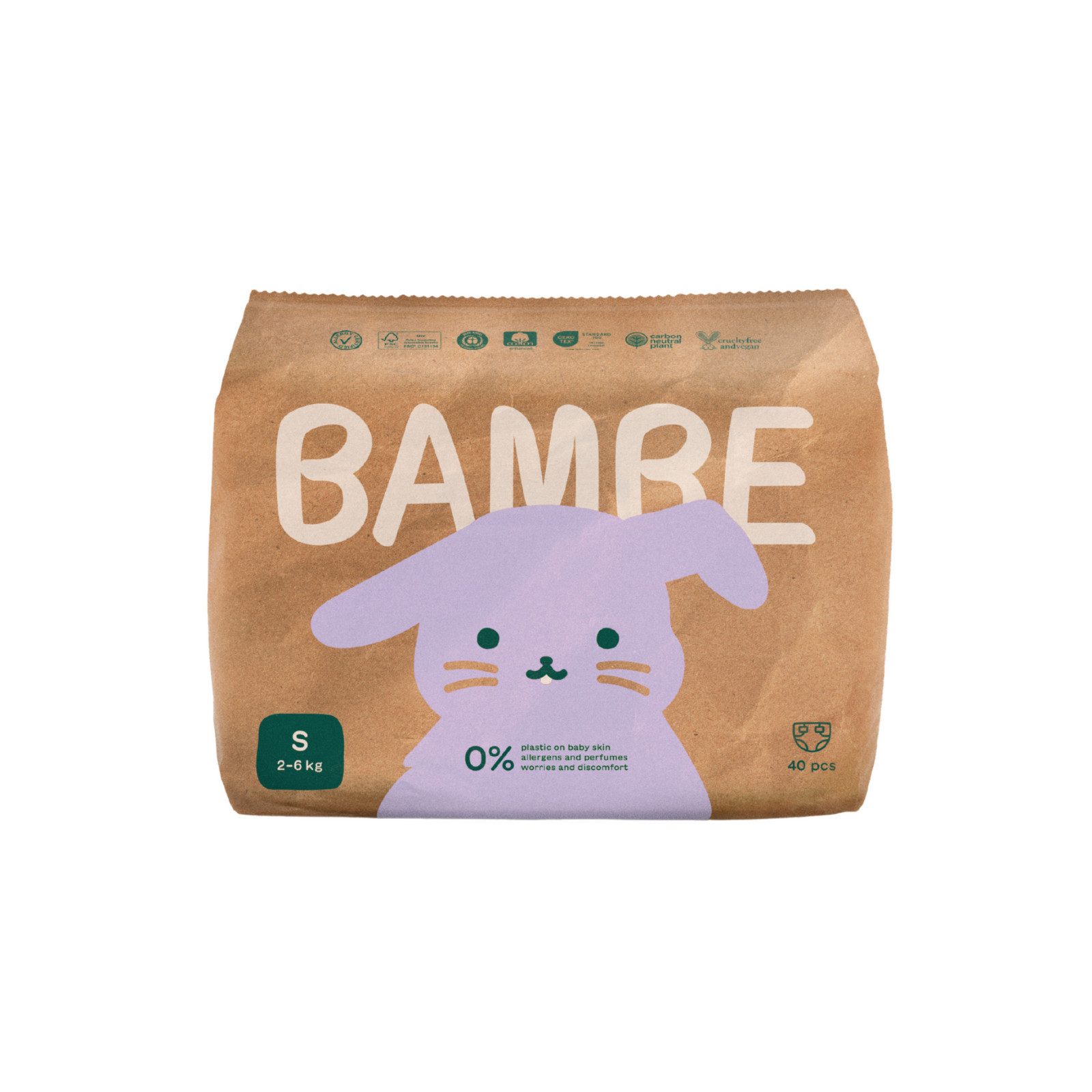 Bambe Stoffwindeln Bambe Öko-Windeln Размер S bis 6 kg 32 Stück (40-St), 100 % umweltfreundlich
