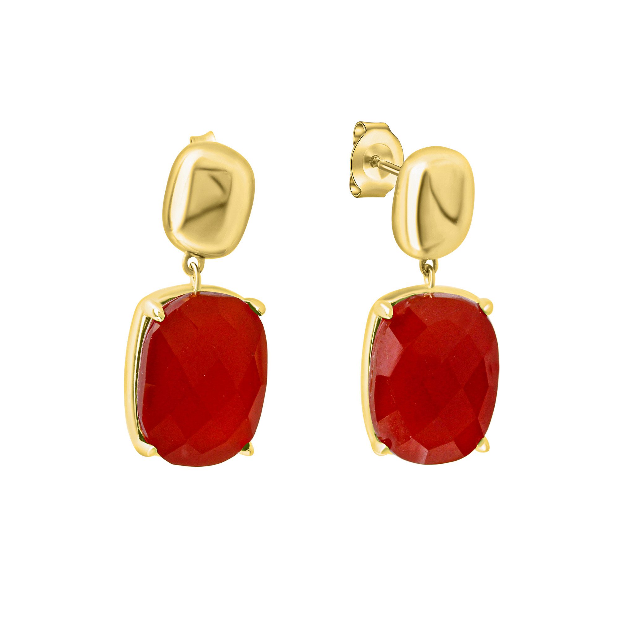 CELESTA Paar Ohrhänger 925 Sterling Silber vergoldet Chalcedon