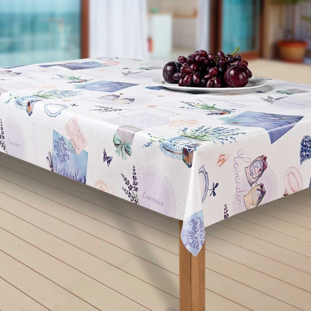 ANRO Tischdecke Lavendel Violett 220x140 Cm – Abwaschbar, Wasserabweisend, Indoor & Outdoor