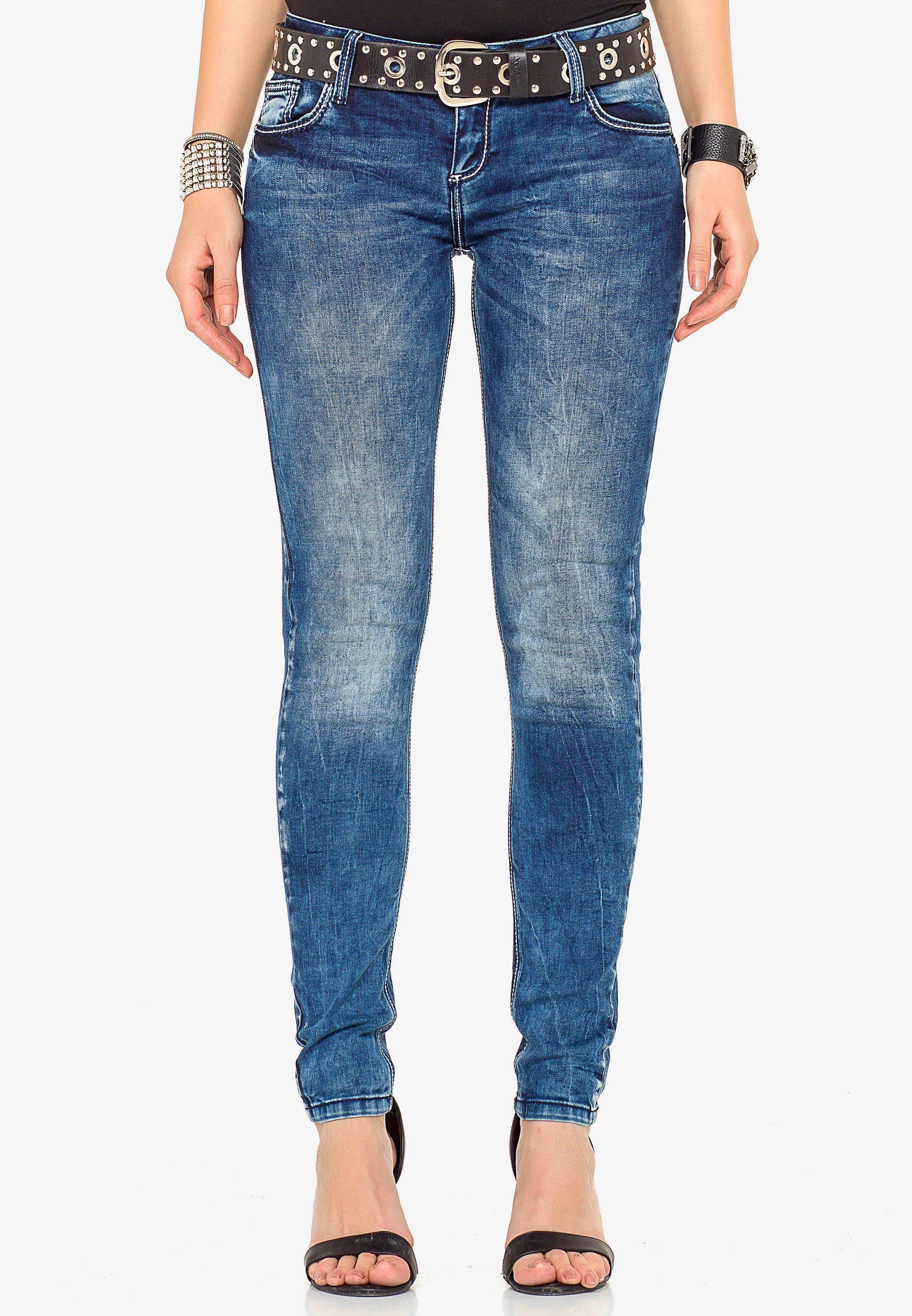 Damen Jeans Cipo & Baxx Slim-fit-Jeans mit cooler Waschung n Straight Fit