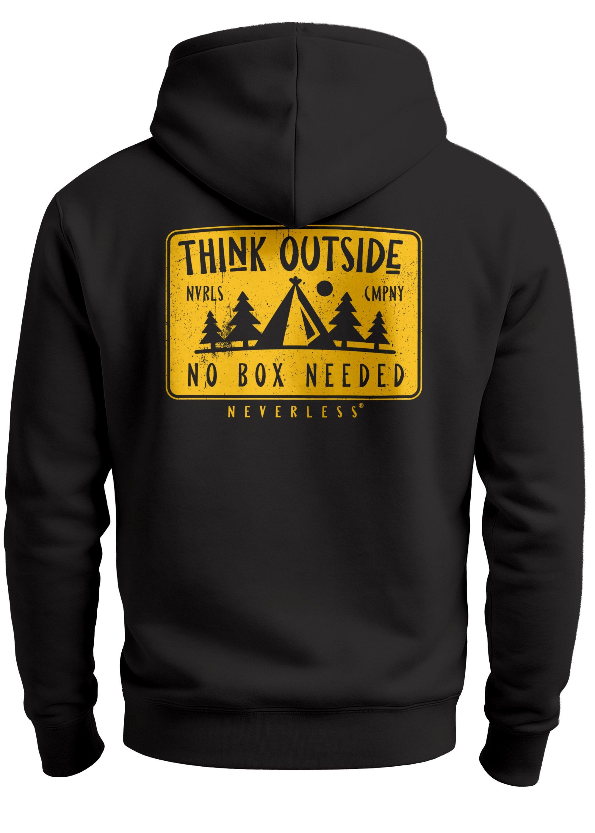 Neverless Hoodie Herren Hoodie Backprint SpuchThink Outside Rückenaufdruck günstig online kaufen