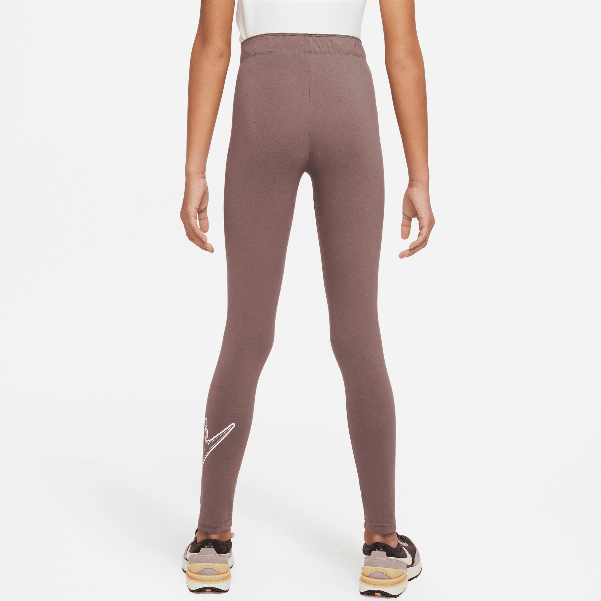 (Girls) Nike PLUM Kids' ECLIPSE/WHITE Graphic Big Favorites Sportswear Leggings Leggings