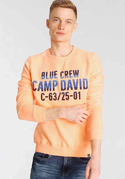CAMP DAVID Sweatshirt mit großer Logostickerei