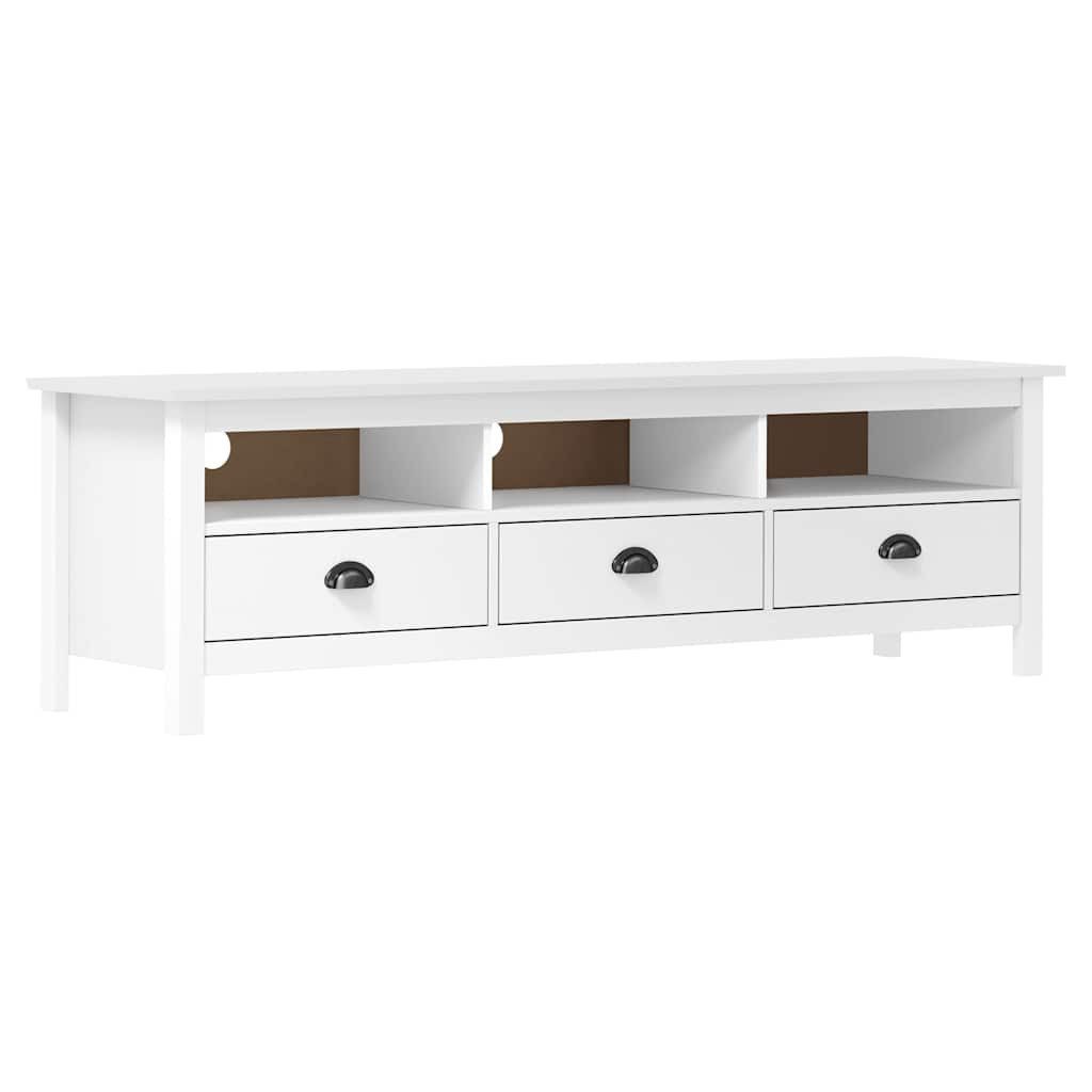 vidaXL TV-Schrank TV-Schrank Hill Weiß 158x40x47 cm Massivholz Kiefer (1-St)