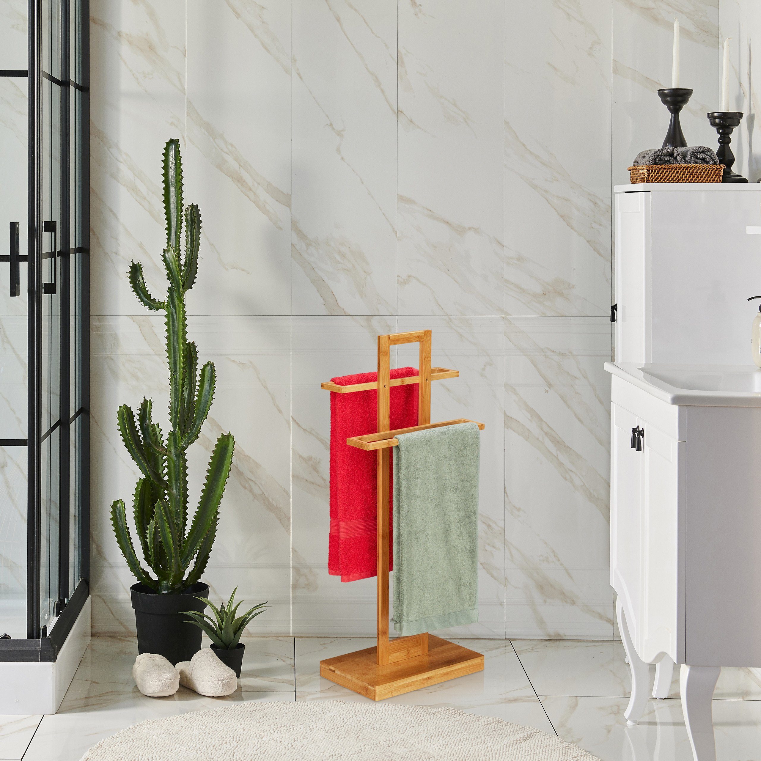 relaxdays Handtuchständer Bambus Handtuchhalter stehend günstig online kaufen