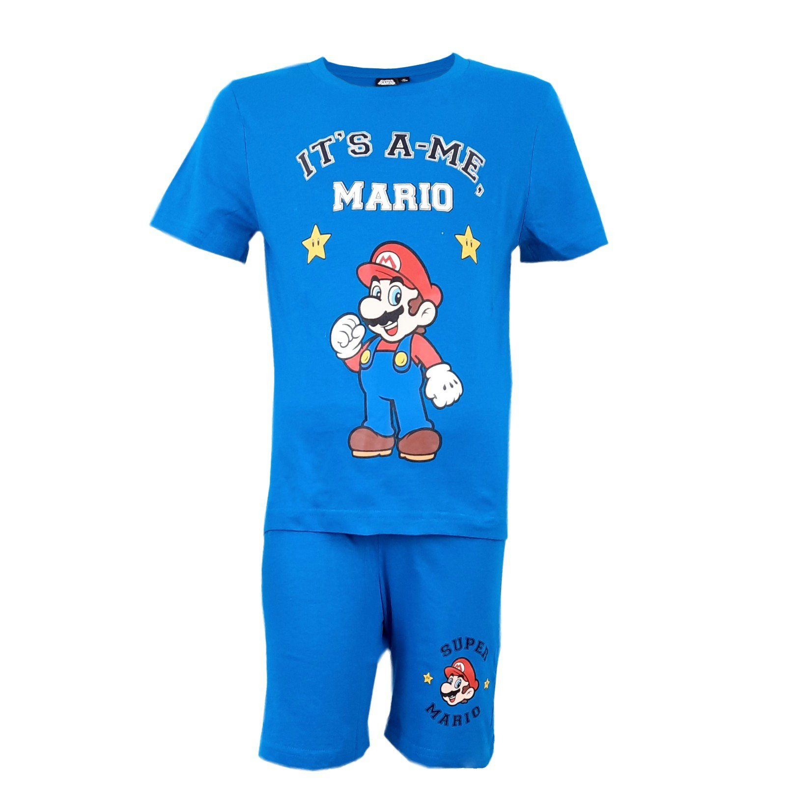 116, Jungen 100% 104, Mario Pyjama Mario Kinder Pyjama Super 2-teiliger Baumwolle Gr. Super