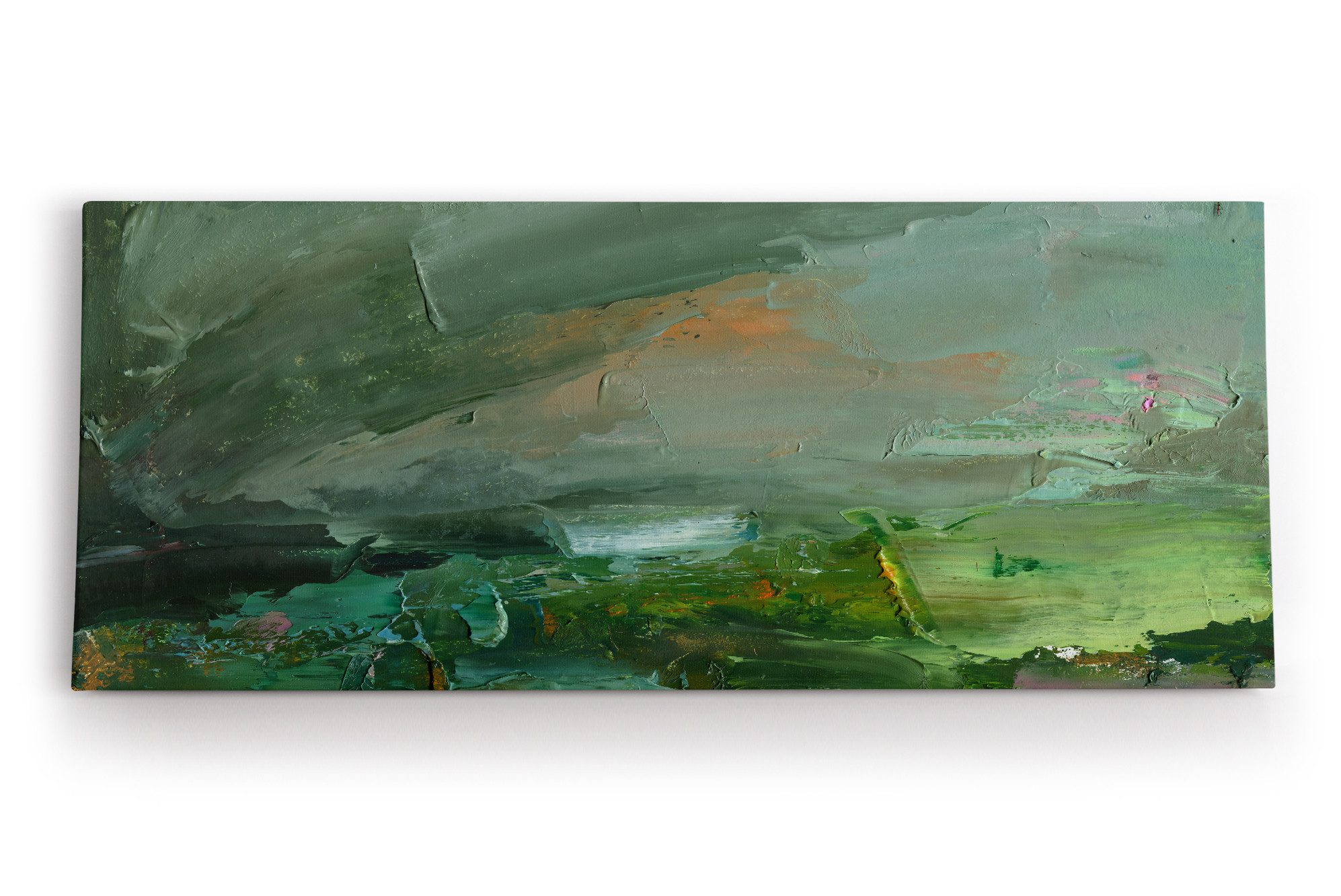 Leinwandbild Grüne Farben Abstrakt Kunstvoll Spachtelstruktur Modern