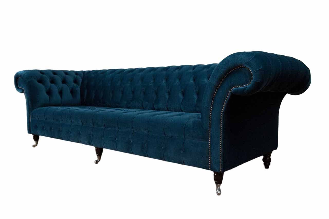 JVmoebel 3-Sitzer Designer Sofa Textil, 1 Sitzer Dreisitzer 3 Chesterfield-Knöpfen Sitz Mit Chesterfield Teile, Polster