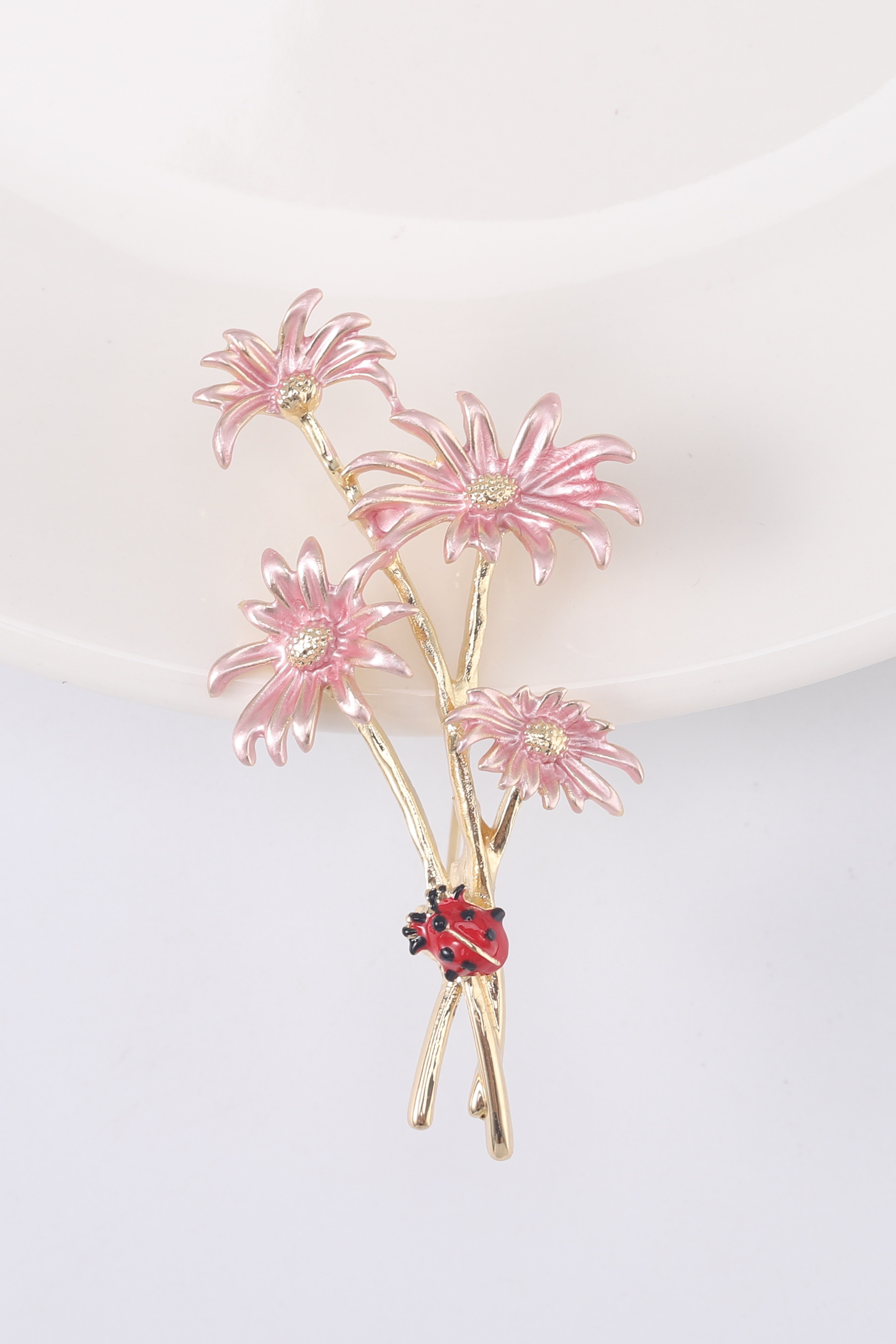 MayTree Brosche "Margaritenblüte", rosa (Stück, 1-tlg), Metallbrosche in Form eines rosa Margaritenstrauß