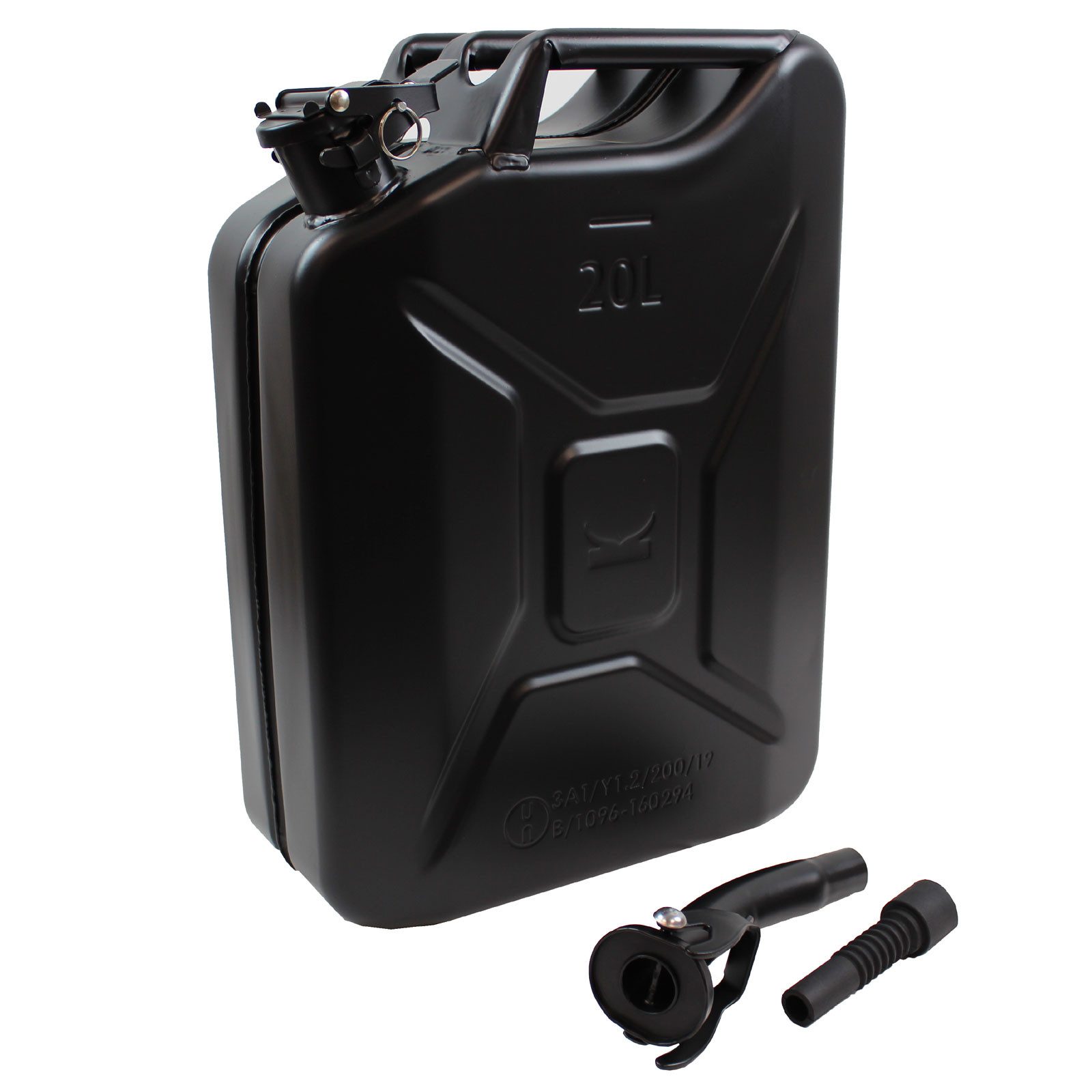 TRUTZHOLM Kanister Metallkanister schwarz 20 Liter inkl. Ausgießer + Halter Benzin Diesel