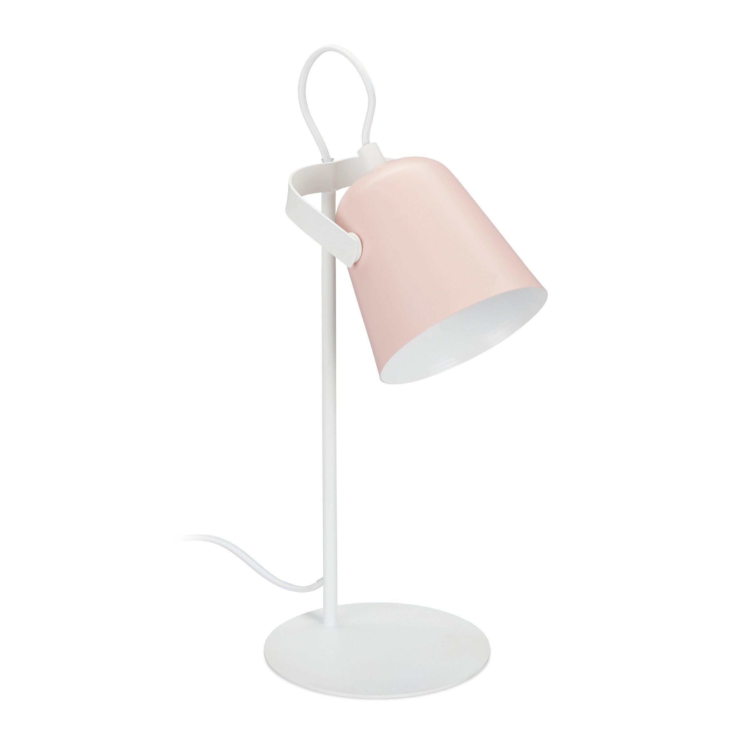 relaxdays Schreibtischlampe Schreibtischlampe Metall, Pink Weiß Rosa