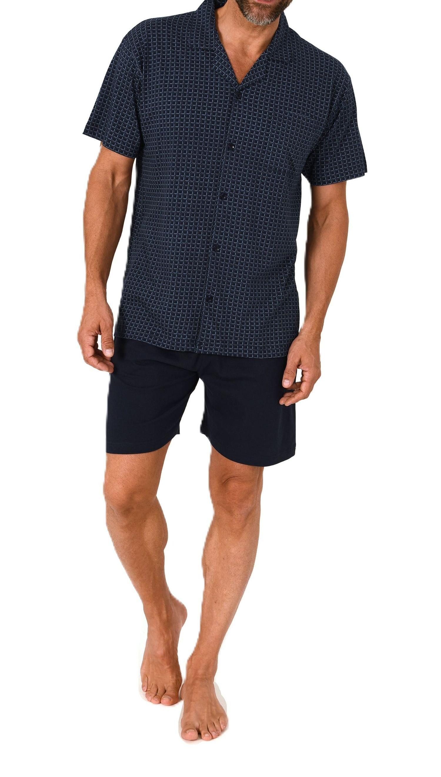 Normann Pyjama Herren kurzarm Schlafanzug Shorty Pyjama zum durchknöpfen günstig online kaufen