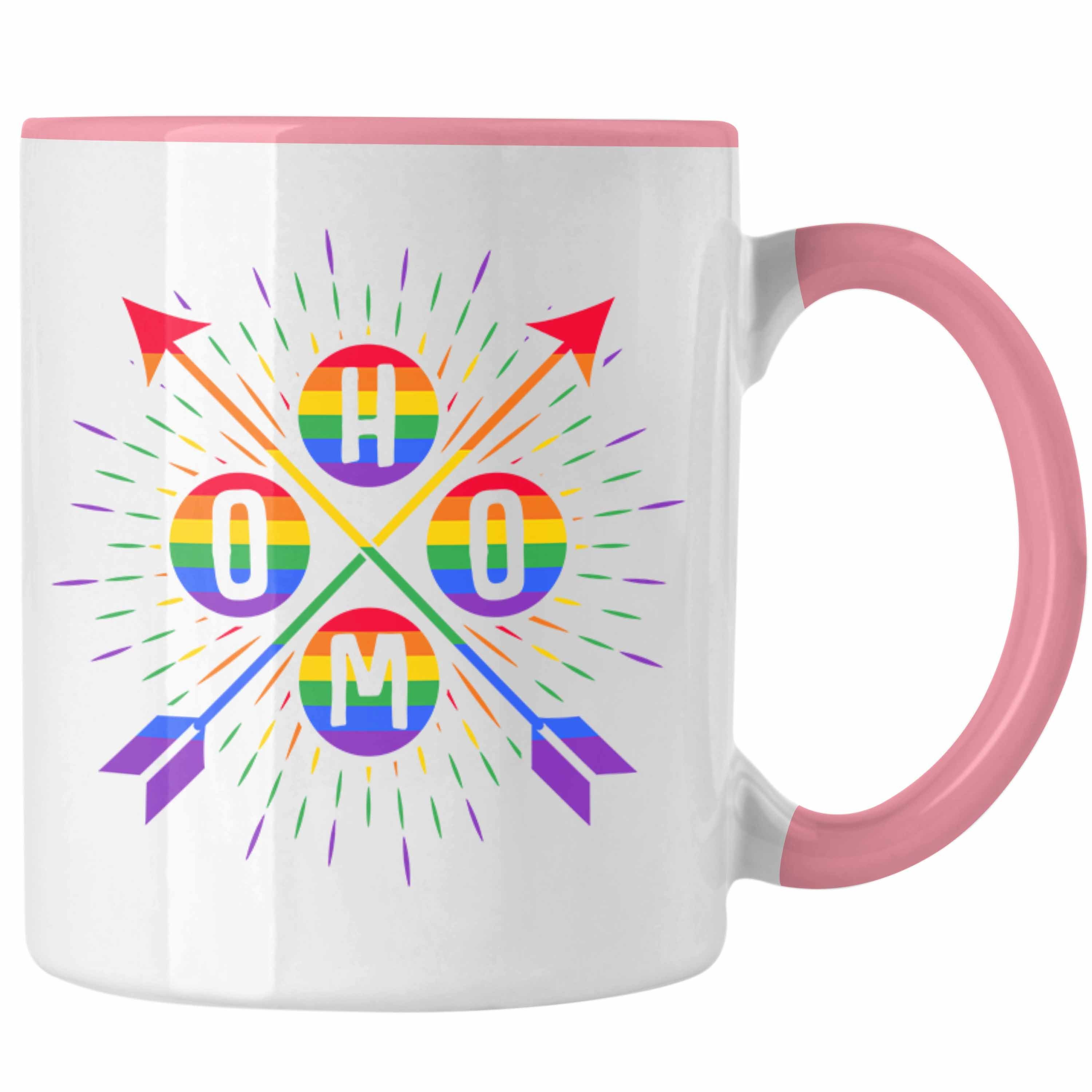 Trendation Tasse Trendation - LGBT Tasse Geschenk für Schwule Lesben Transgender Regenbogen Herzschlag Lustige Grafik Regenbogen Homo Rosa