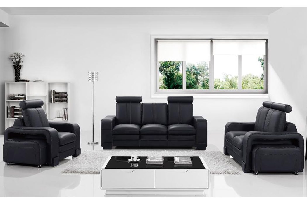 JVmoebel Sofa Sofagarnitur 3 1 1 Sitzer Set Design Sofa Polster Couchen Couch, Made in Europe Schwarz