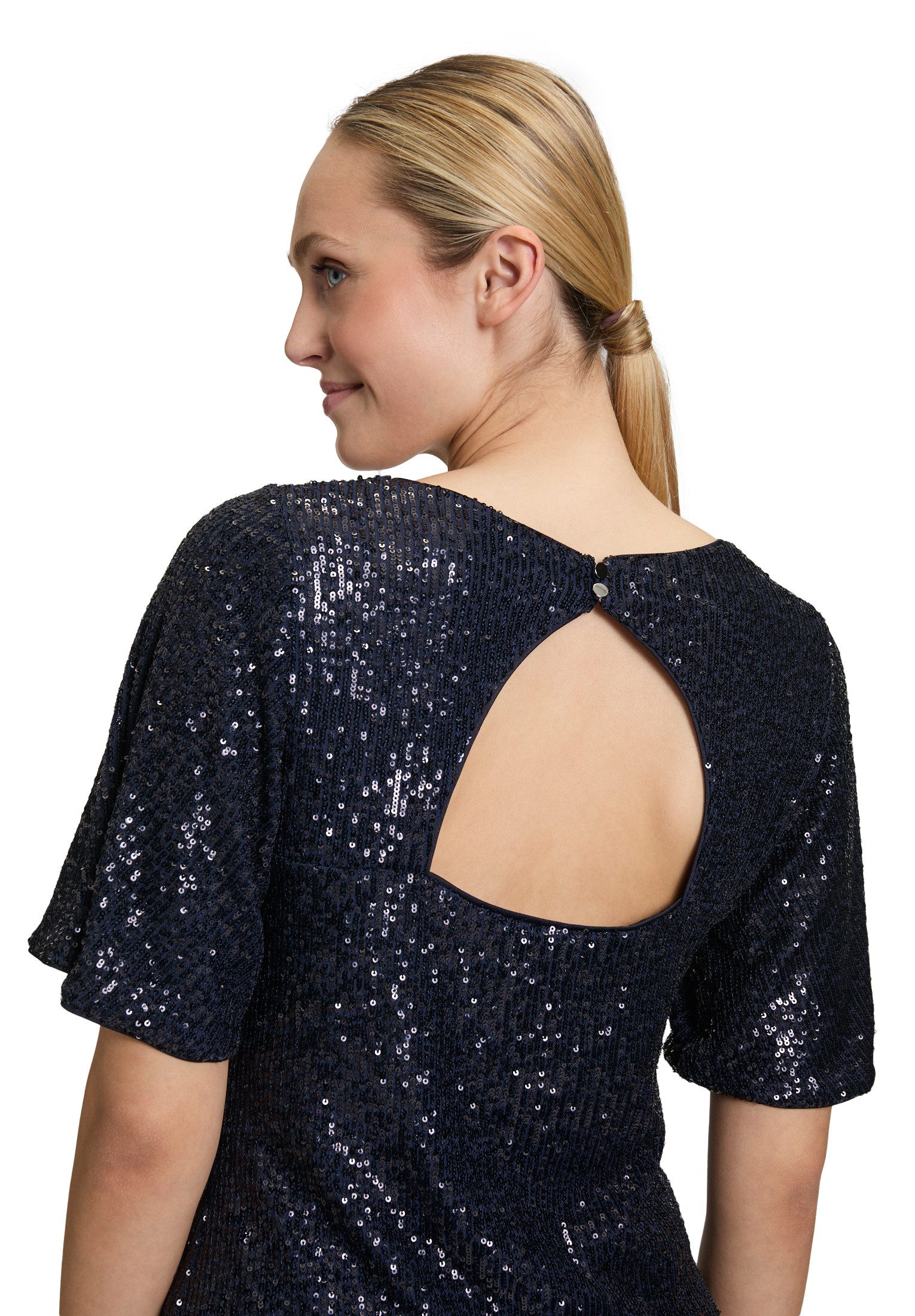 Vera Mont Kurzarmshirt Damen mit Flügelärmeln (1-tlg) Pailletten