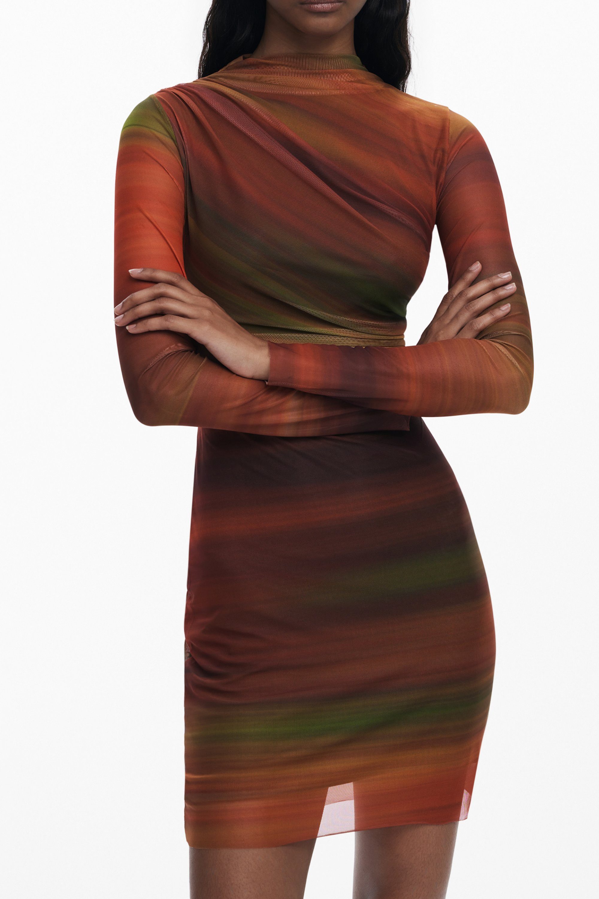 Desigual Partykleid Kurzes Damenkleid Orange mit Kontrastdetails und Langar günstig online kaufen