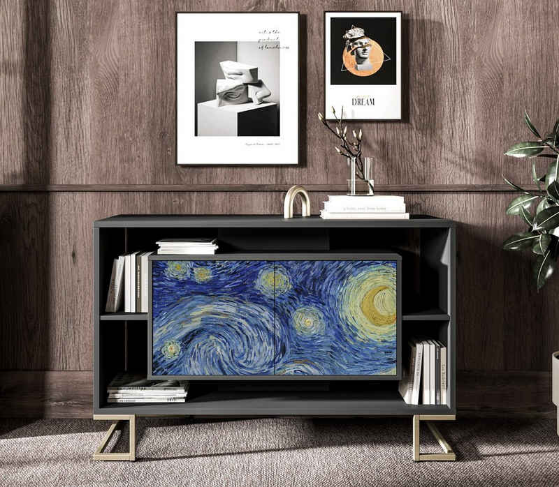 Swema Kommode Van Gogh Gold der serie „Kunst im Innenraum“ Push-to-open-Funktion