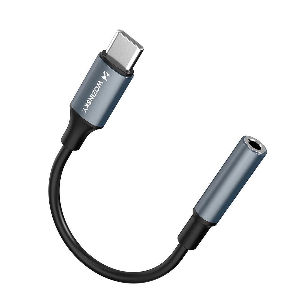 Wozinsky Audiowandler Kopfhöreranschluss Klinkenadapter Adapter USB-C zu 5 mm, Klinke 3, HiFi-Klang, OMTP/CTIA, Aluminiumgehäuse