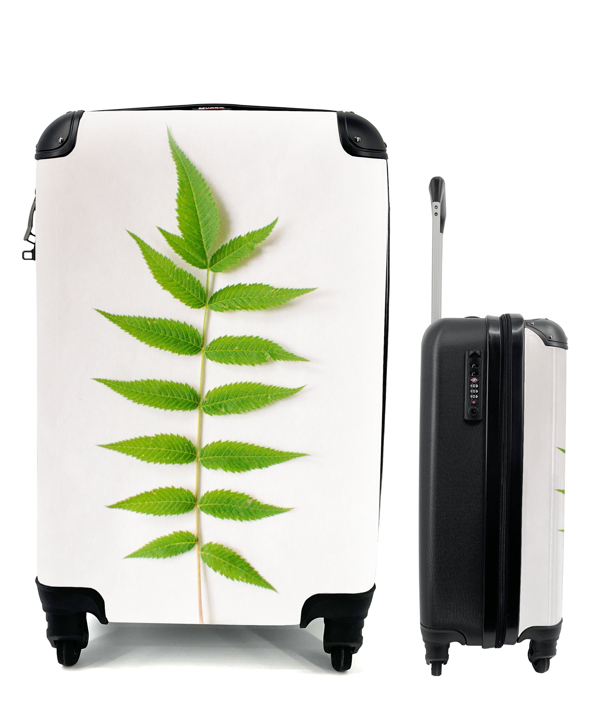 MuchoWow Handgepäckkoffer Segeln auf weißem Hintergrund, 4 Rollen, Reisetasche mit rollen, Handgepäck für Ferien, Trolley, Reisekoffer