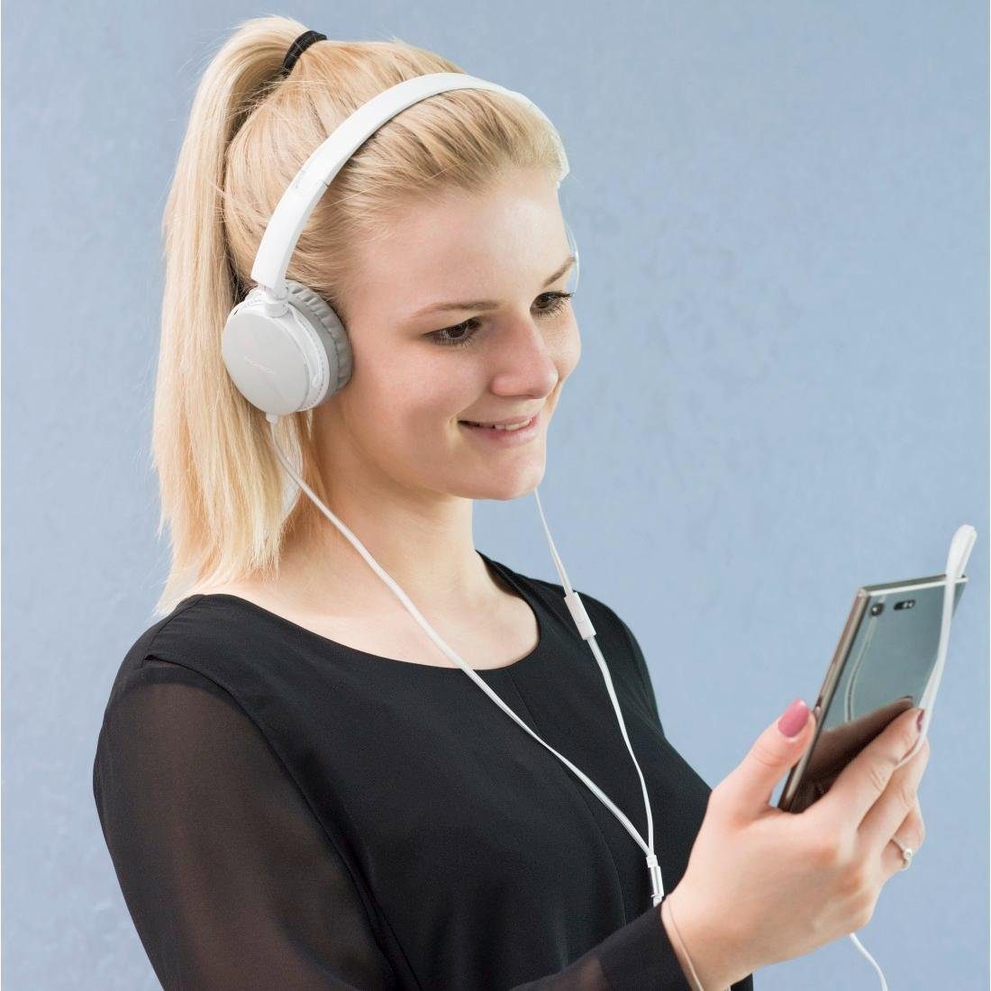 On-Ear-Kopfhörer Rufannahmetaste, Klinkenstecker mit Ear Funktion, Headset, Kopfhörer faltbar, mm On 3,5 Mikrofon, Telefon Thomson Farbe Weiß) Kabel, (Freisprechfunktion,
