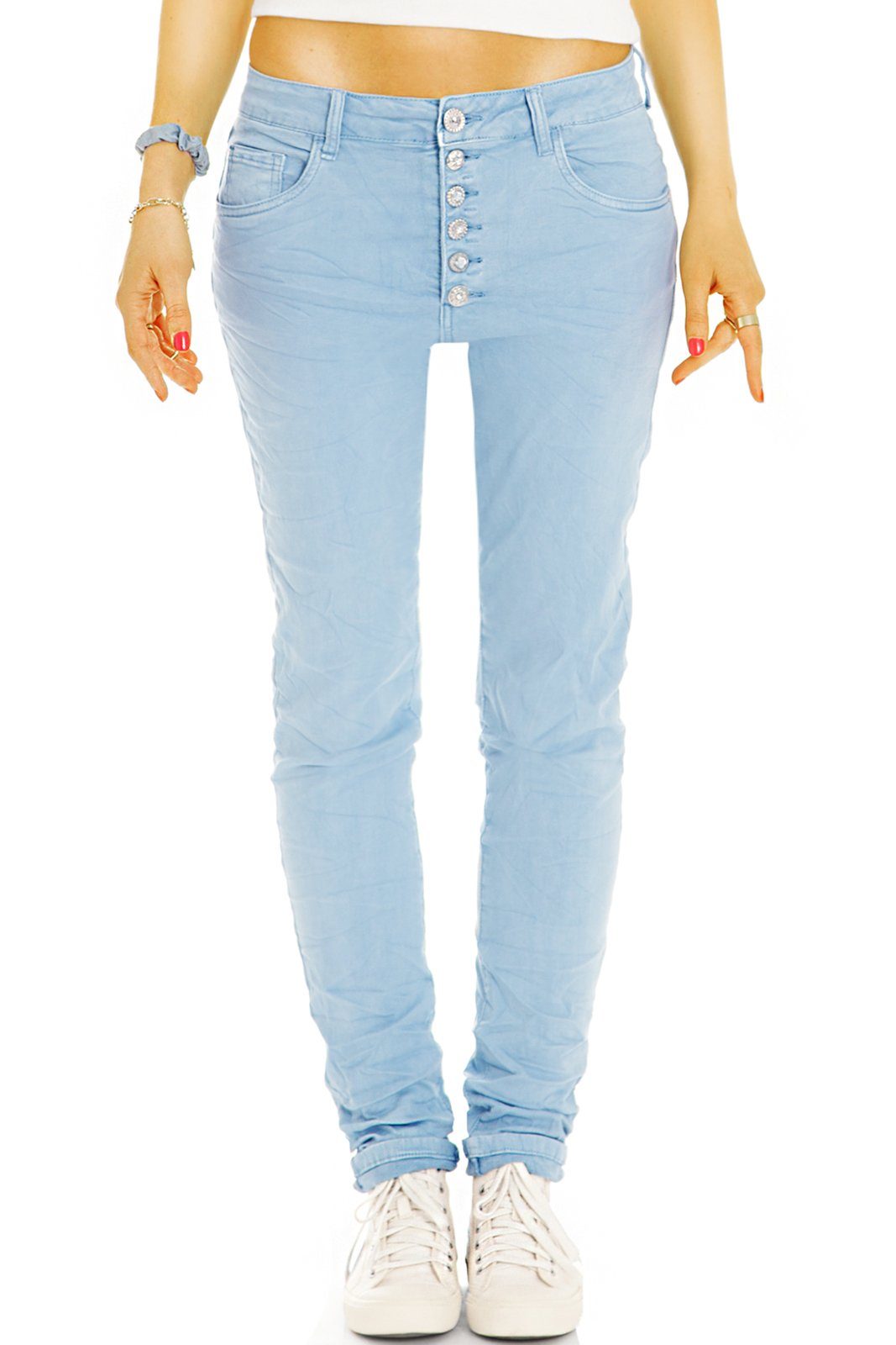 be styled Boyfriend-Hose Bequeme Boyfriend Hose mit Knopfleiste - Stretch Hose - Damen - j43p mit Stretch-Anteil